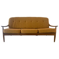 1960s Midcentury British Greaves & Thomas Solid Teak Bentwood Sofa Couch