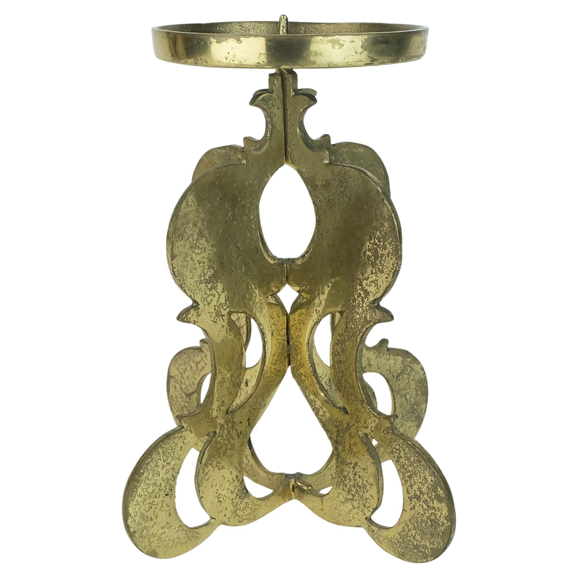 1960s mid century brutalist brass CANDLEHOLDER for one big candle