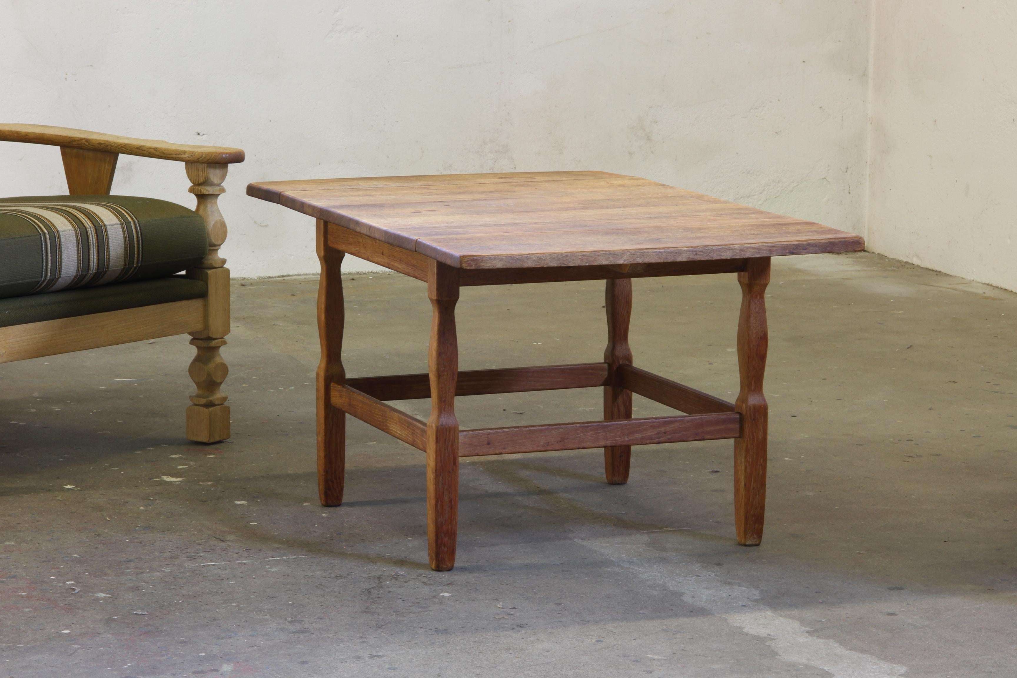 Mid-Century Modern 1960s Mid-Century Brutalist Danish Coffee Table in Oak attributed to Kjærnulf For Sale