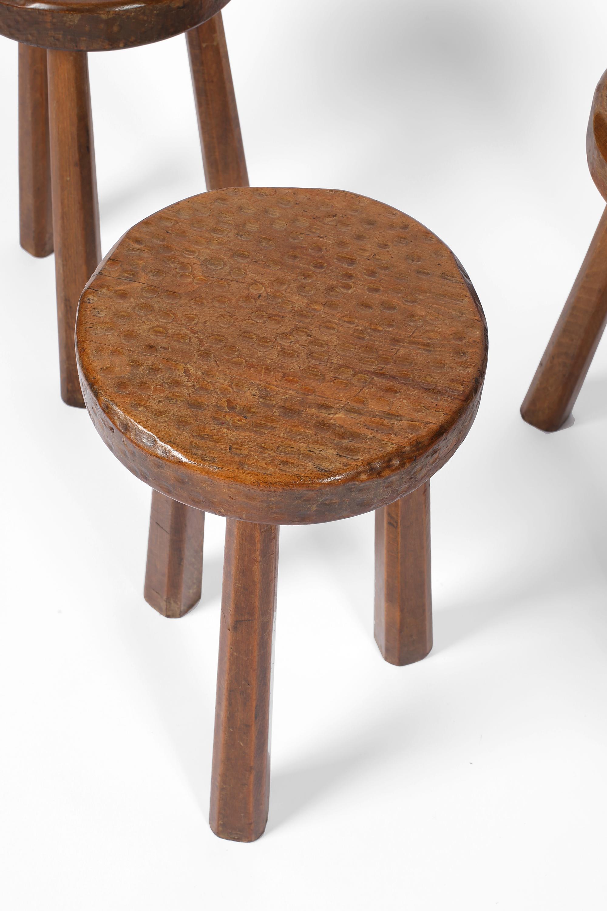 Chêne Tabouret espagnol brutaliste des années 1960 en vente