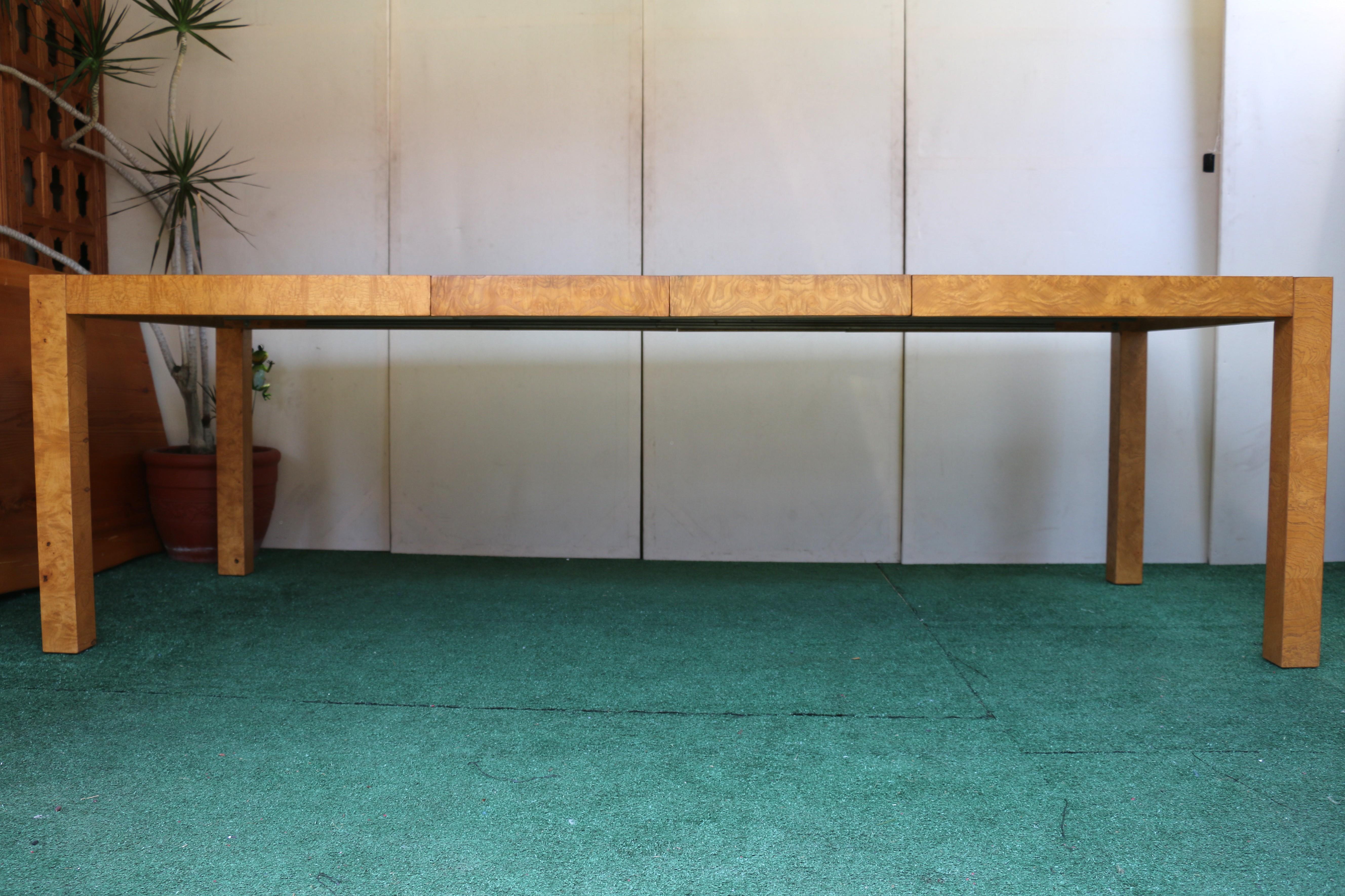 1960’s Mid Century Burlwood Expanding Dining Table With 2 Leaves For Sale 5