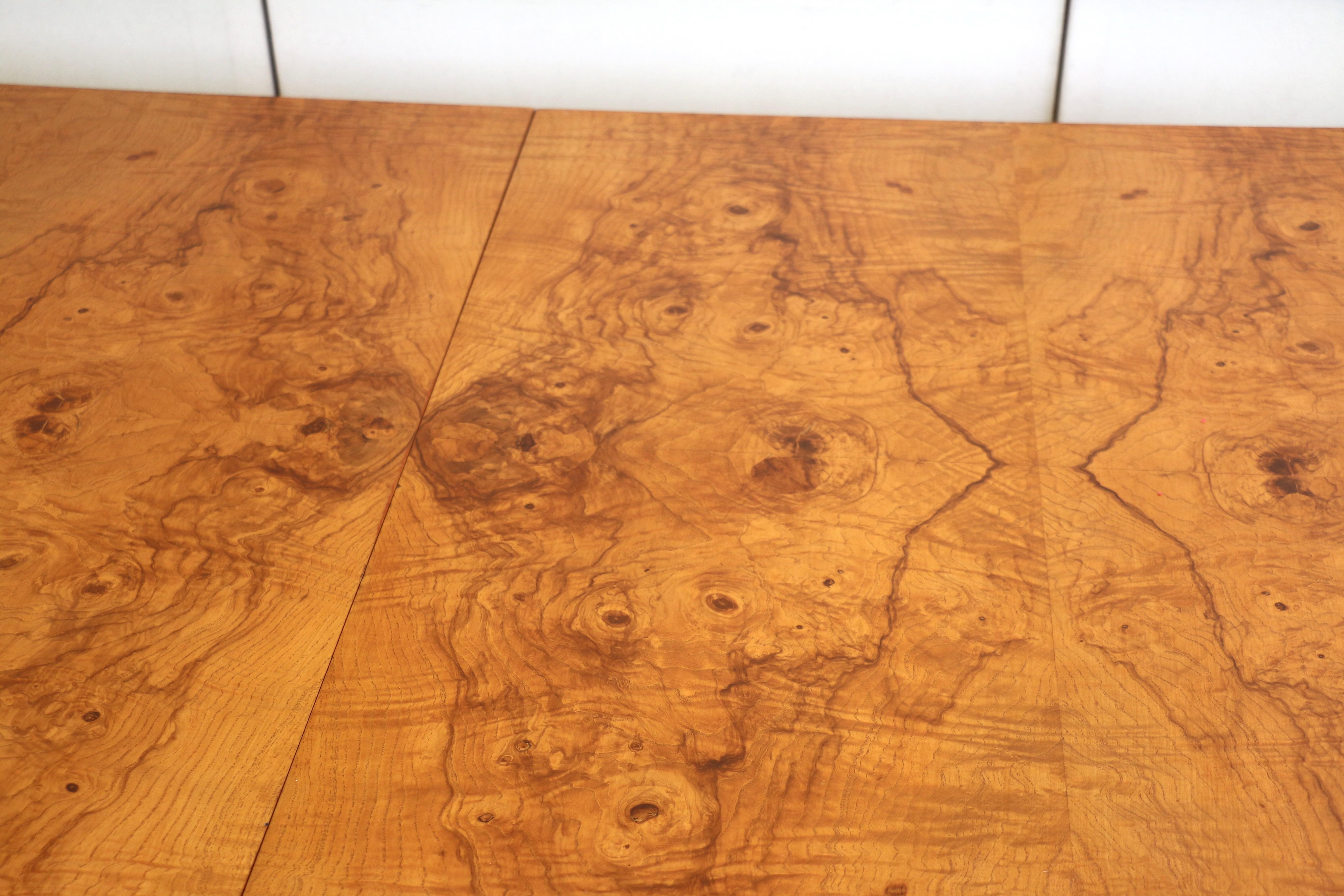 1960’s Mid Century Burlwood Expanding Dining Table With 2 Leaves For Sale 1