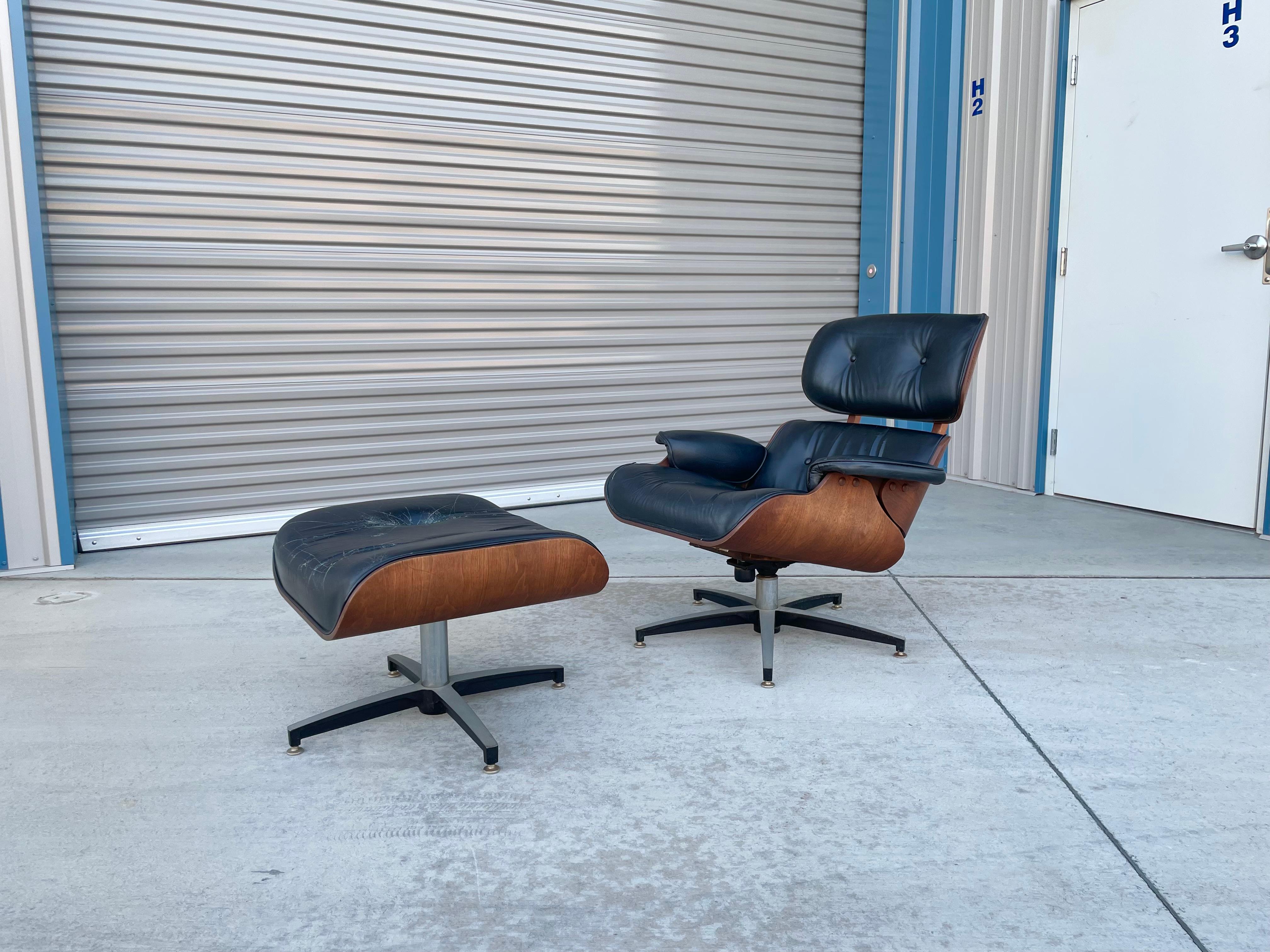 midcentury chair with ottoman