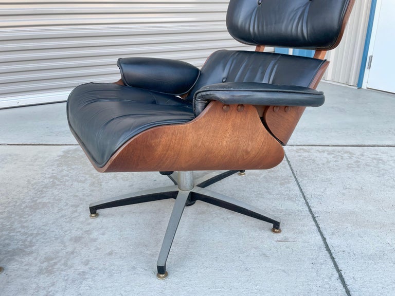 1960s Mid Century Chair and Ottoman Styled After Herman Miller For