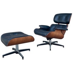 1960s Mid Century Chair and Ottoman Styled After Herman Miller