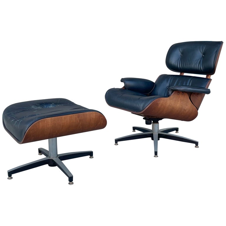 1960s Mid Century Chair and Ottoman Styled After Herman Miller For