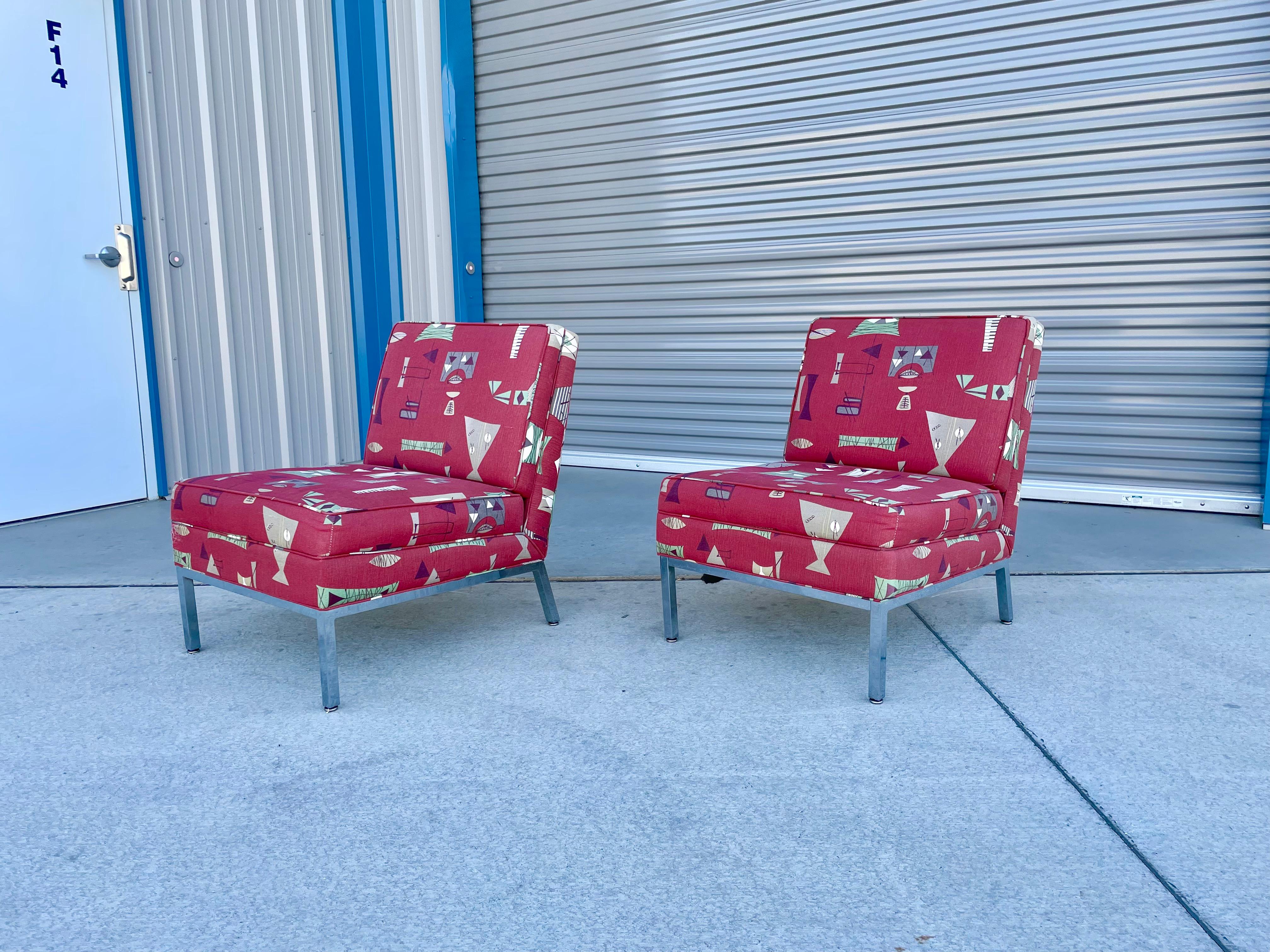 Mid-Century Modern 1960s Mid Century Chrome Lounge Chairs Stayed After Florence Knoll For Sale