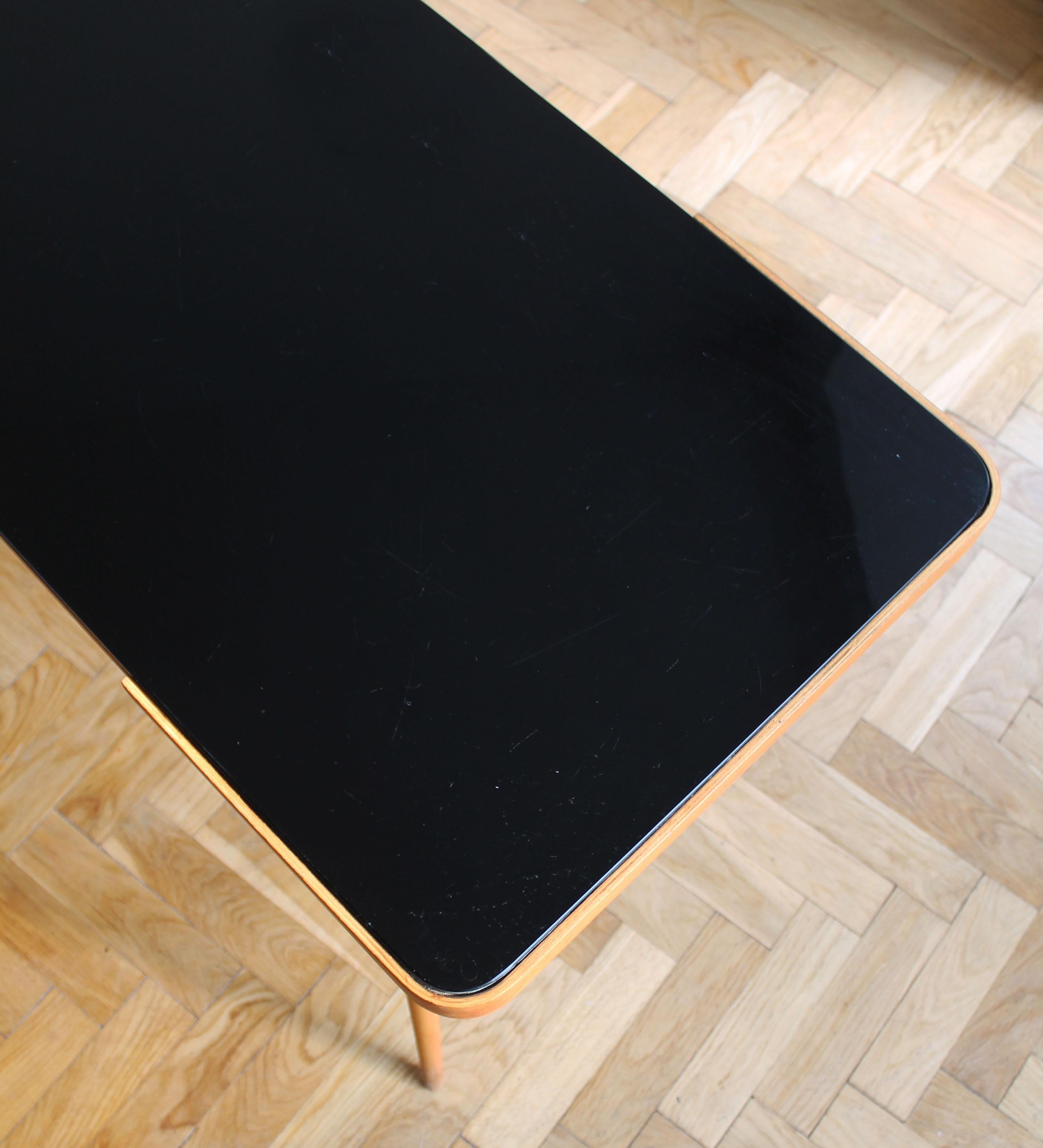 1960's Mid Century Coffee Table With a Black Opaxite Glass - Smaller version For Sale 3