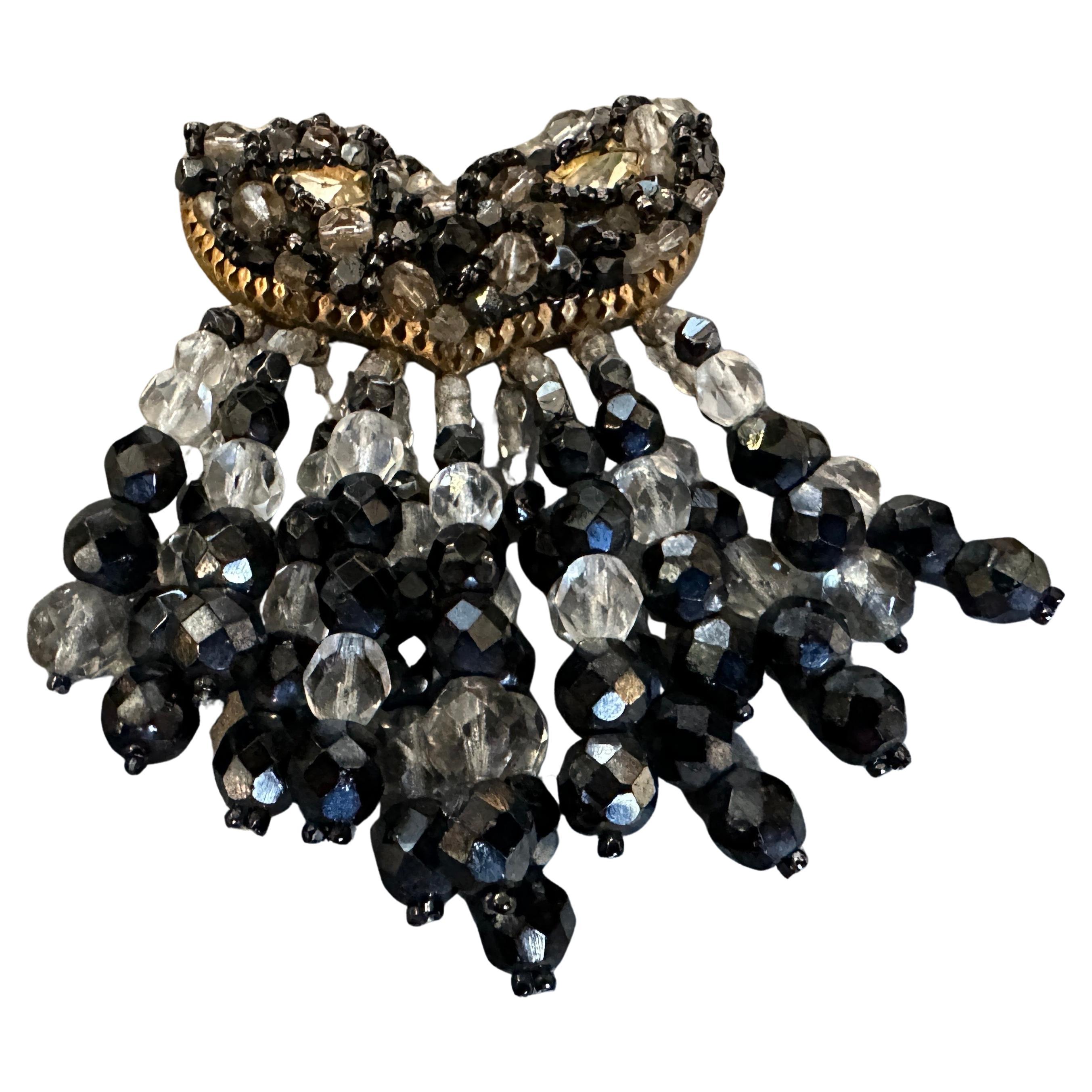 1960er Jahre Mid-Century Modeschmuck Perlen und Messing italienische Brosche