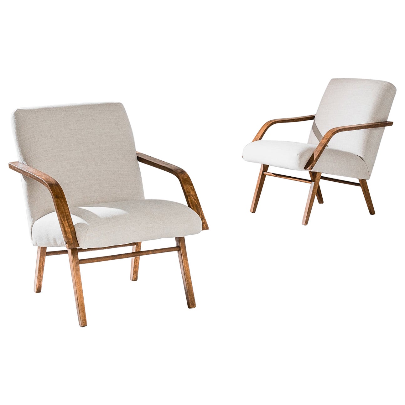 Pareja de sillones checos de mediados de siglo de 1960