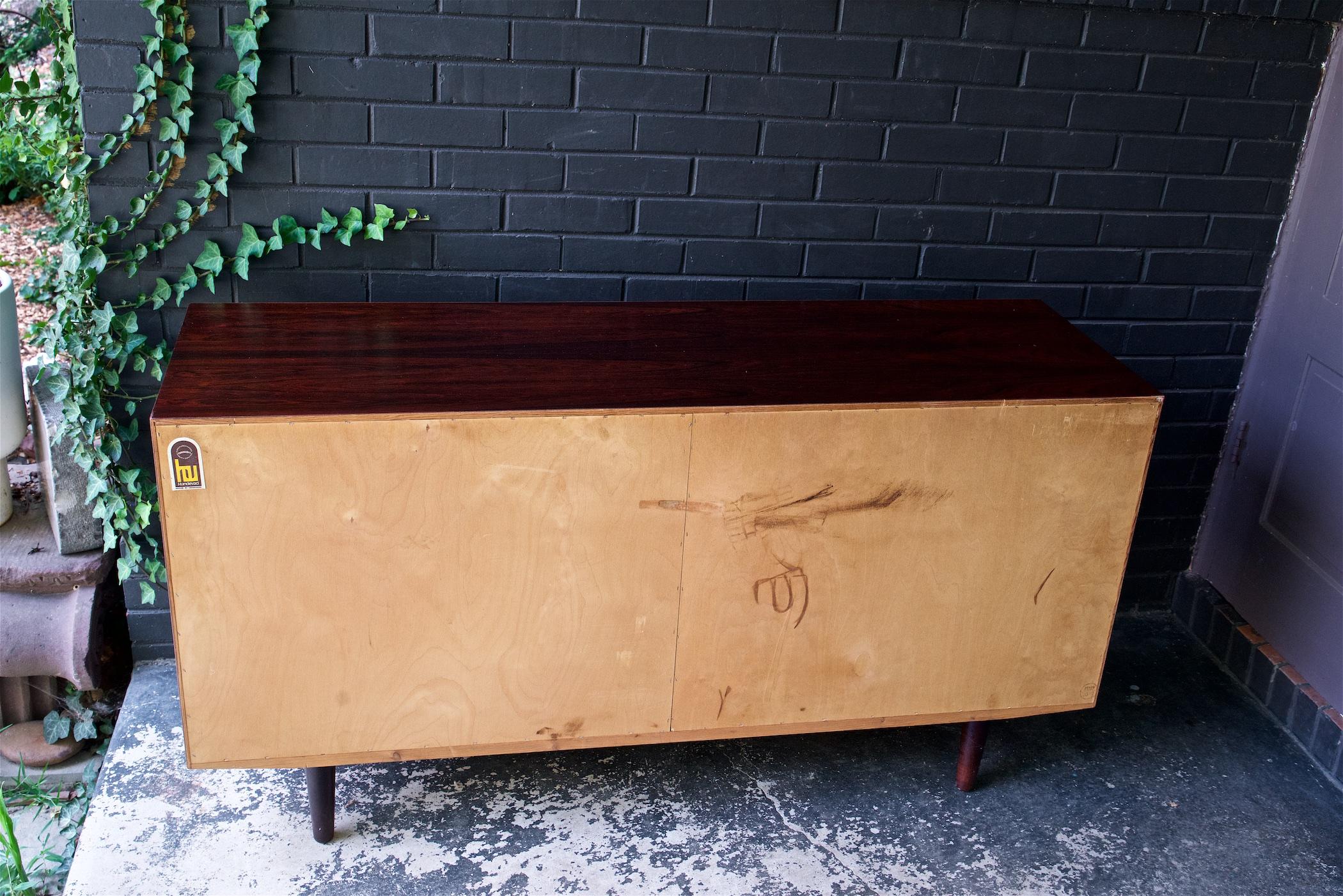 1960s Mid-Century Danish Brazilian Rosewood Credenza Cabinet Rustic CabinModern In Good Condition In Hyattsville, MD