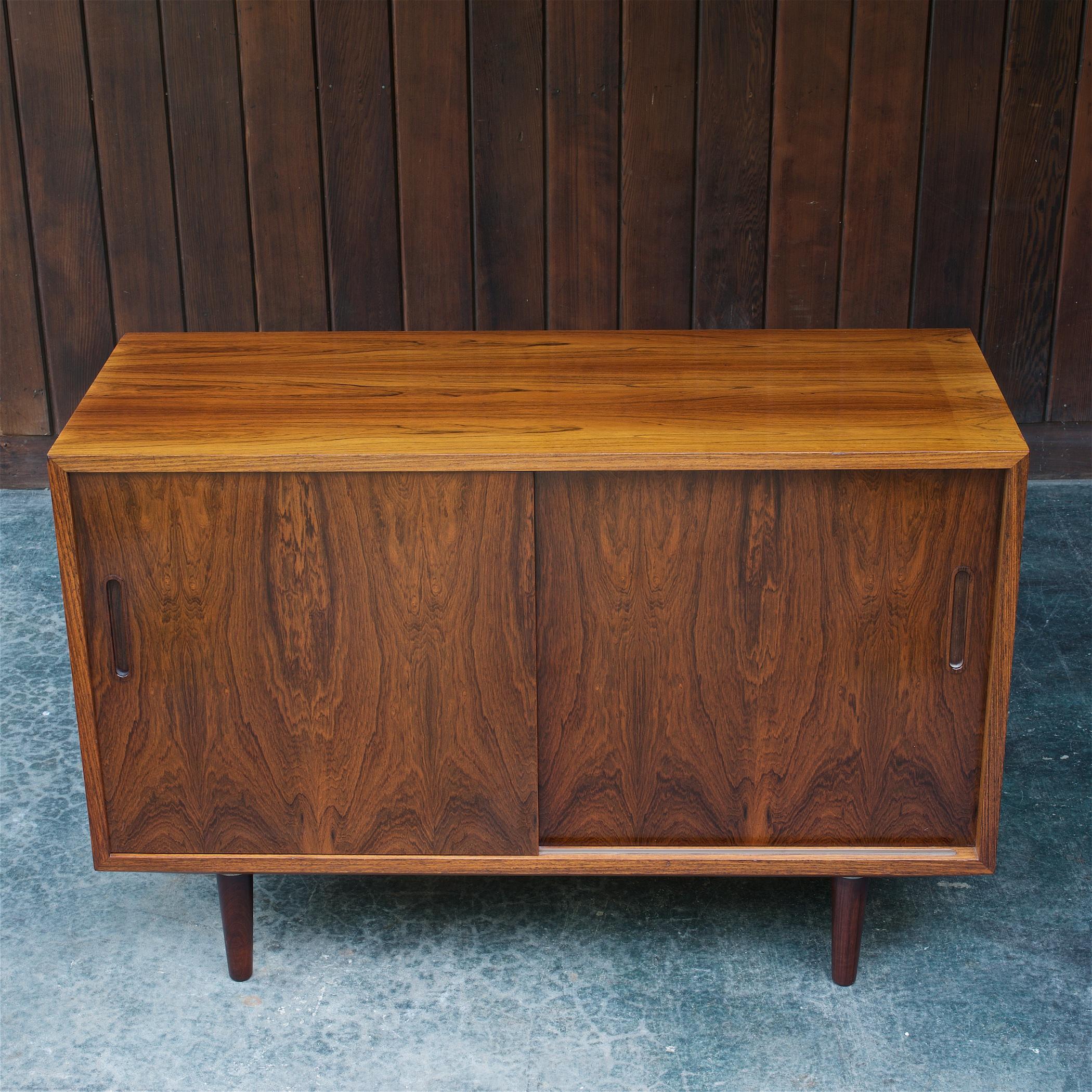 Mid-20th Century 1960s Midcentury Danish Brazilian Rosewood Credenza Cabinet Rustic Cabin Modern