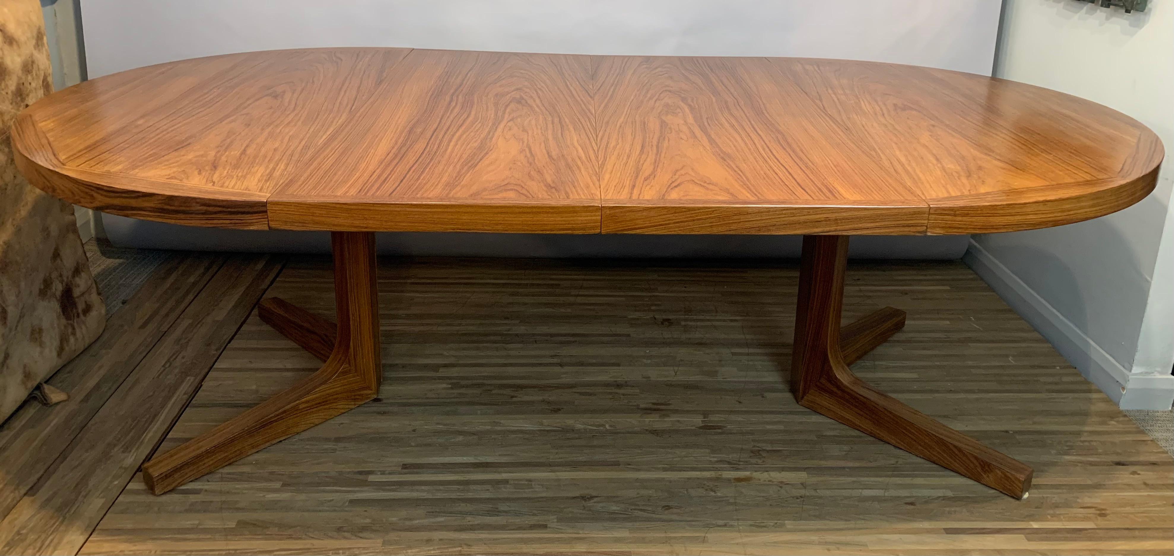Mid-Century Modern 1960s Mid-Century Danish Dyrlund Rosewood Extendable Pedestal Dining Table