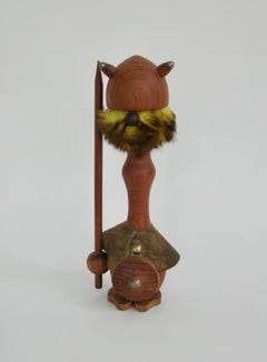 1960s Mid Century Danish Modern Carved Teak Viking Figurine