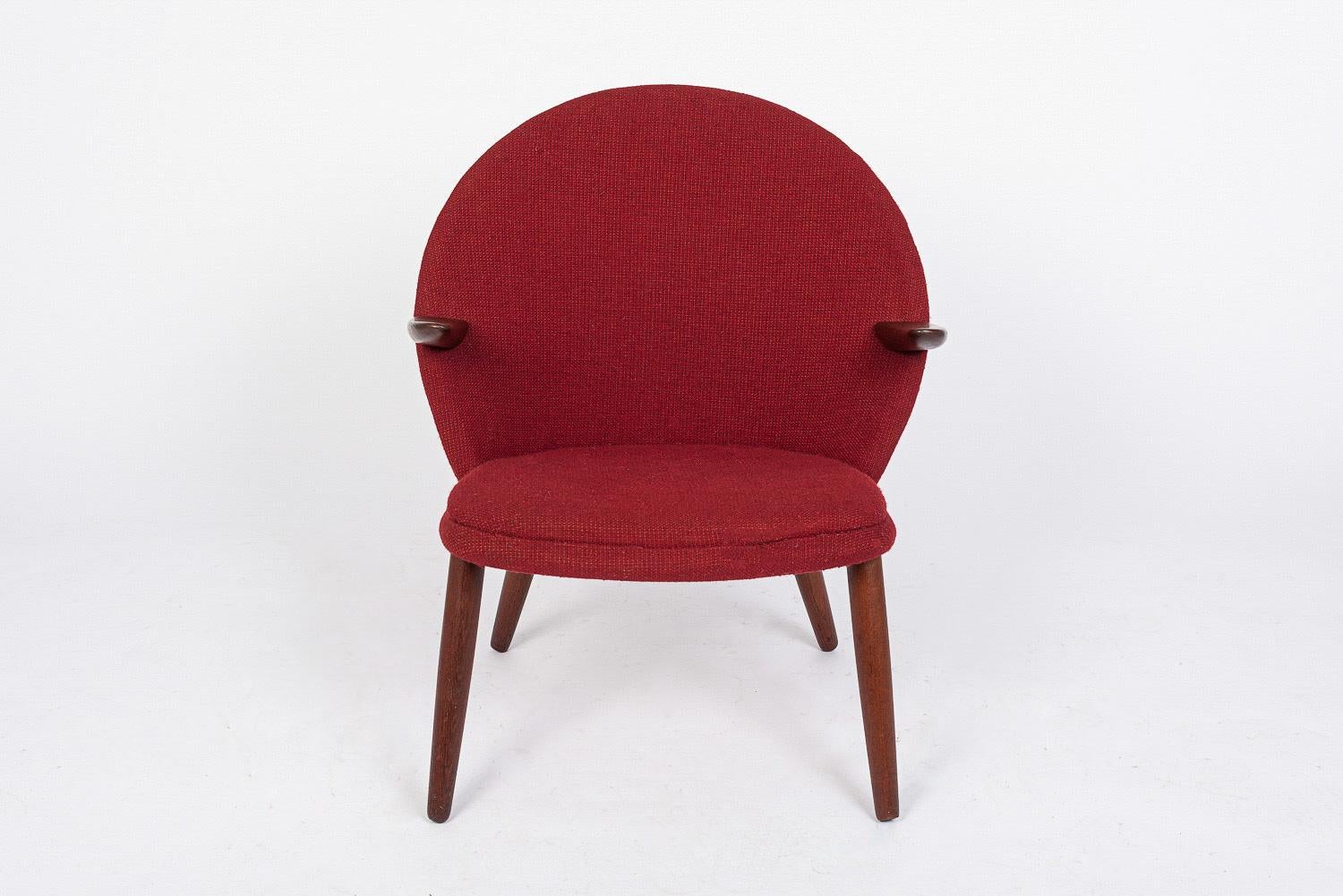 Dänische moderne rote Loungesessel aus der Mitte des Jahrhunderts von Kurt Olsen, 1960er Jahre (Mitte des 20. Jahrhunderts) im Angebot
