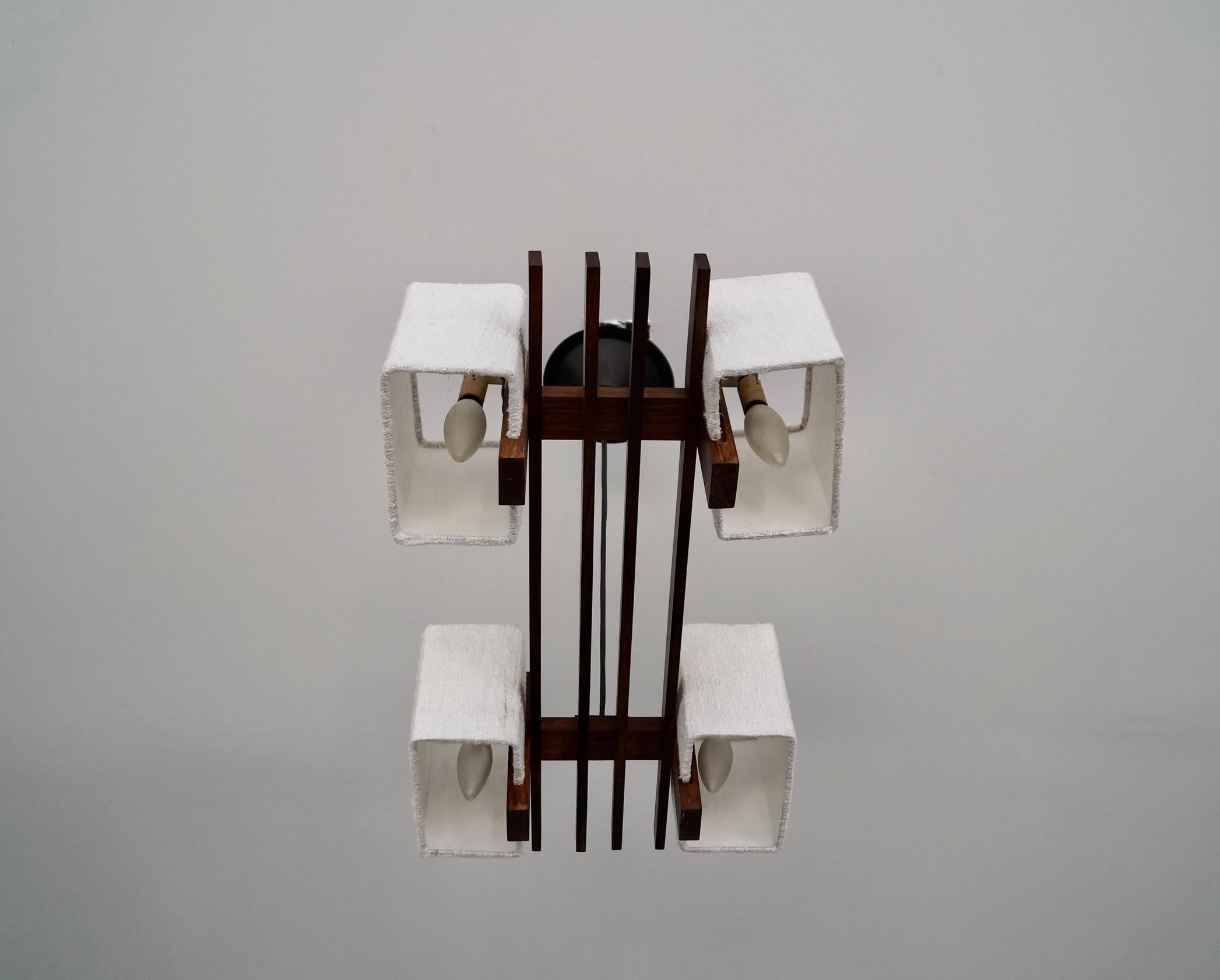 Lampadario danese moderno a doghe in legno di palissandro del 1960 in vendita 6