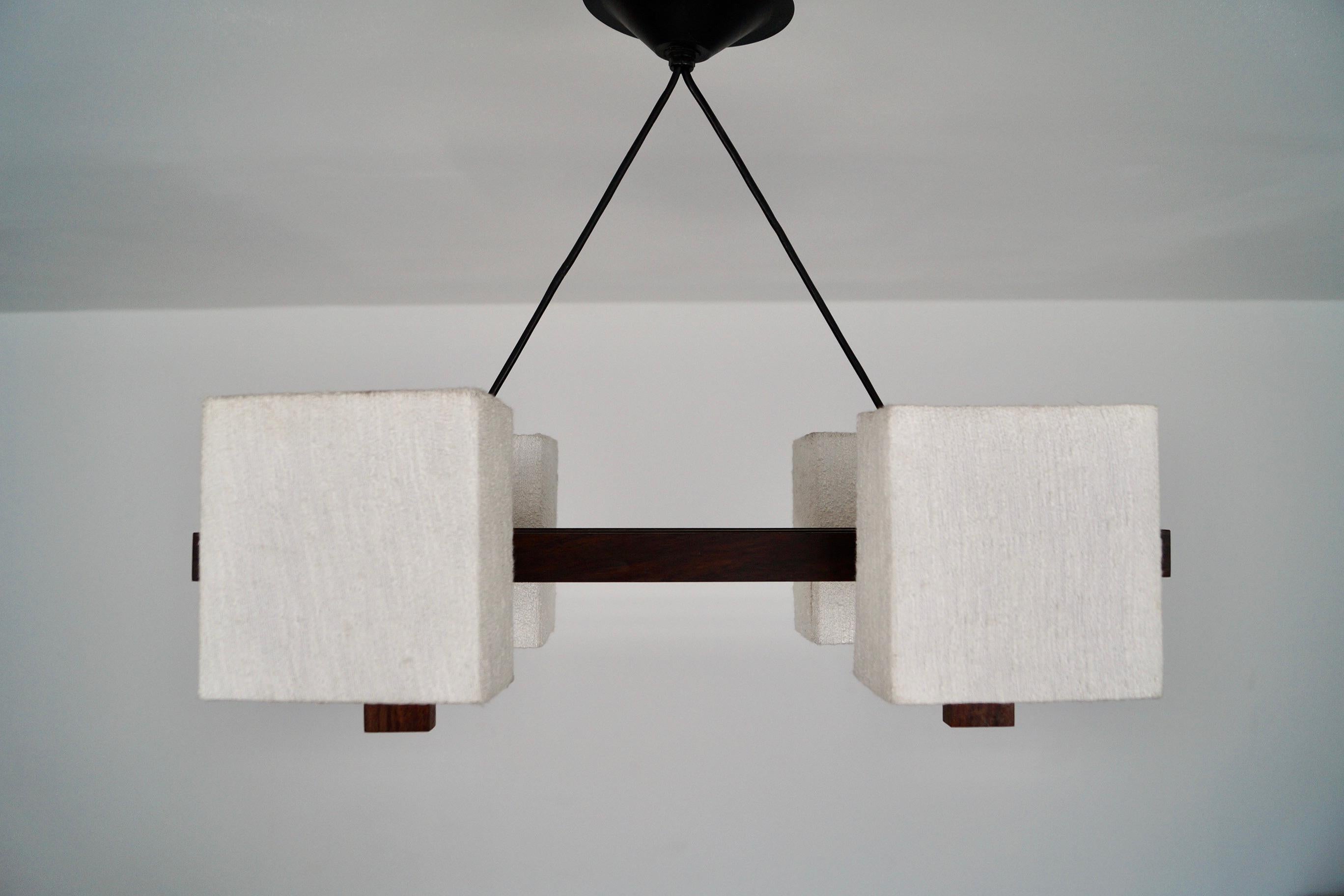 Palissandro Lampadario danese moderno a doghe in legno di palissandro del 1960 in vendita