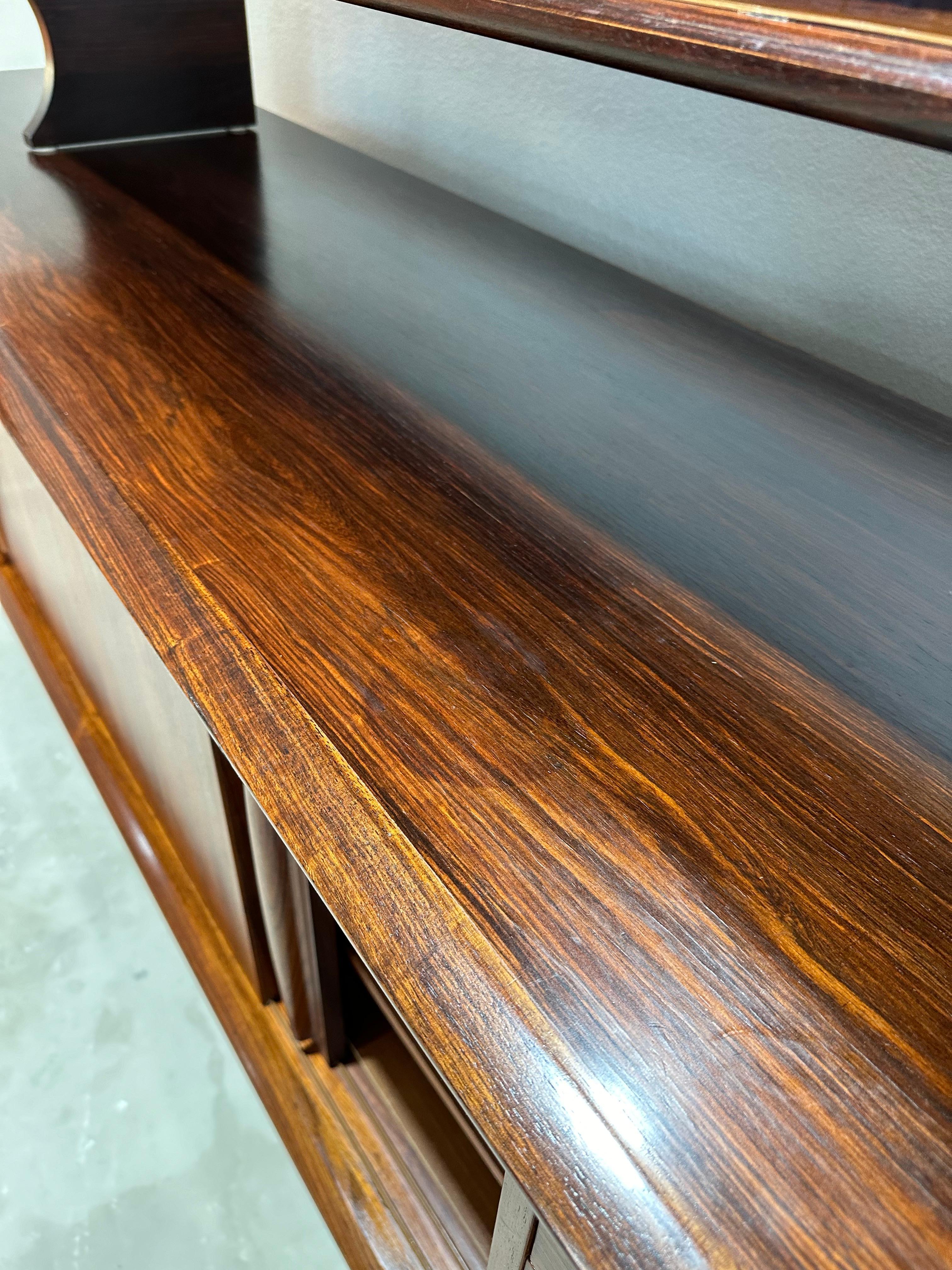 1960s Mid Century Danish Rosewood Hutch Credenza, Two Piece 4