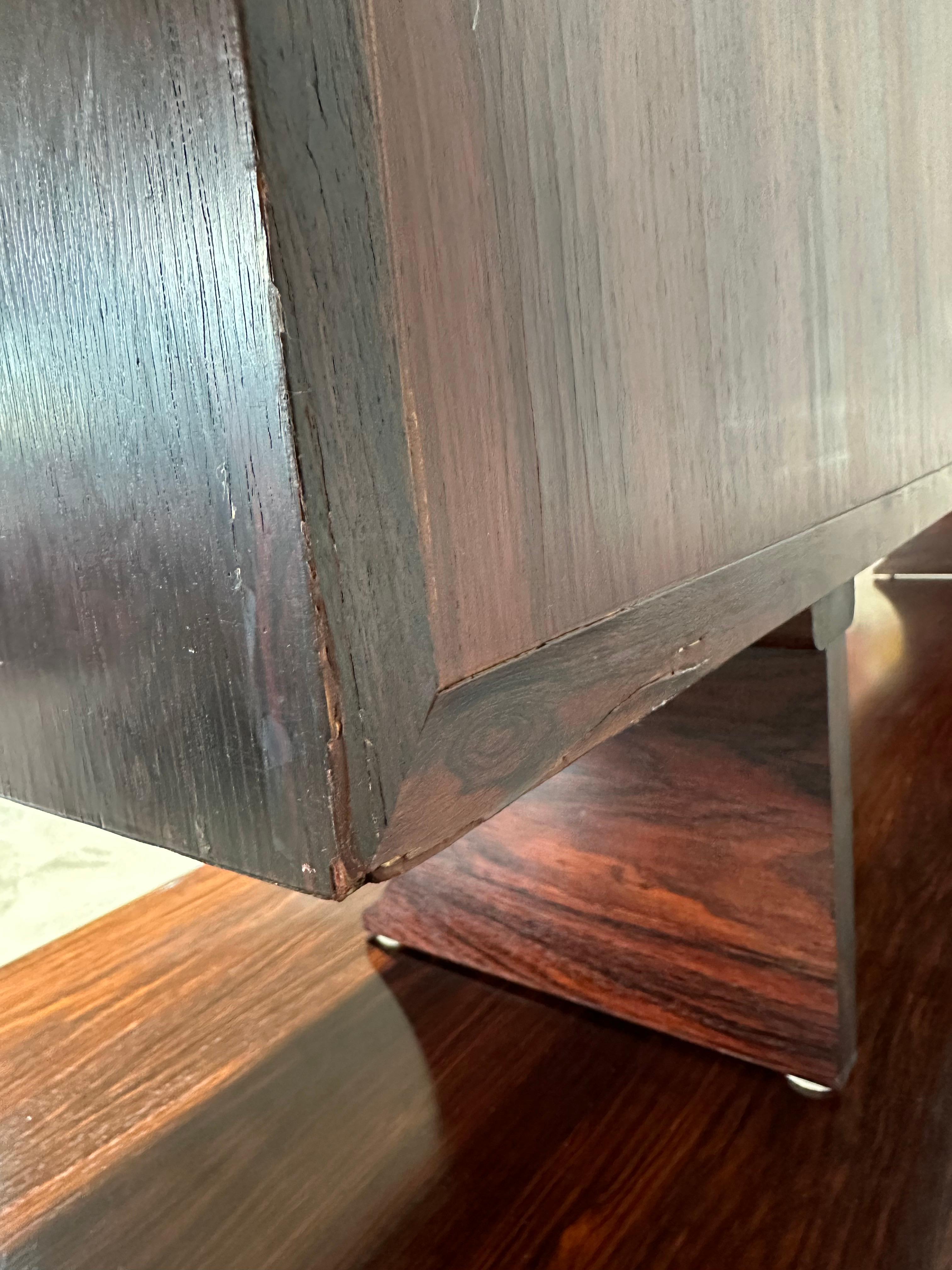 1960s Mid Century Danish Rosewood Hutch Credenza, Two Piece 9