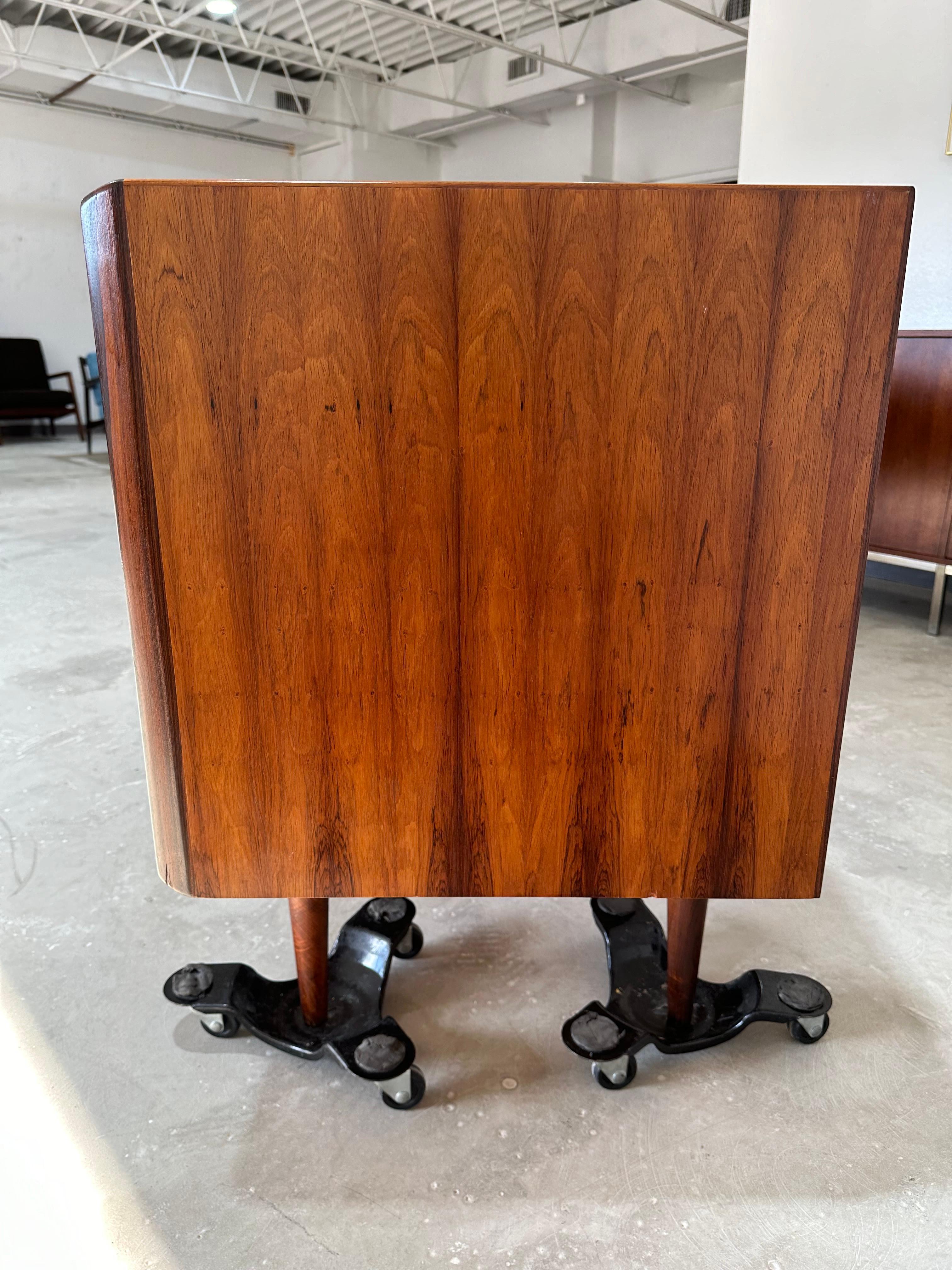 1960s Mid Century Danish Rosewood Hutch Credenza, Two Piece 1