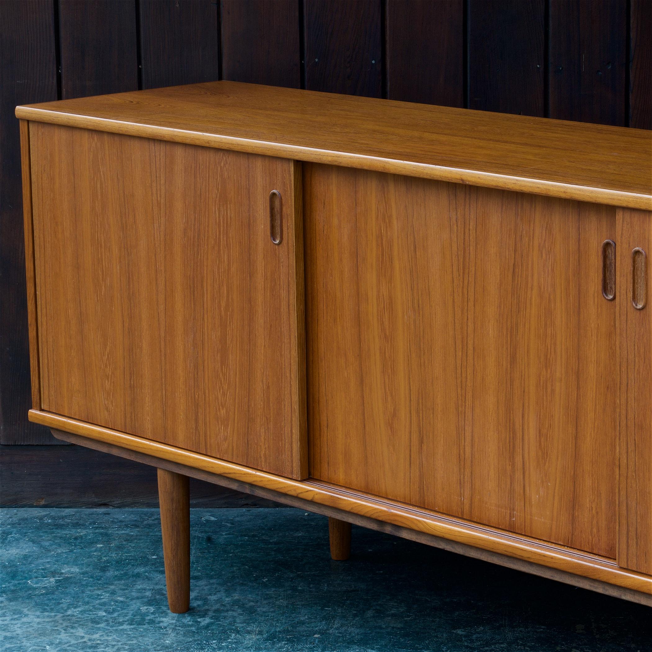 1960s Mid-Century Danish Teak 3-Door Credenza Scandinavian Farmhouse CabinModern 3