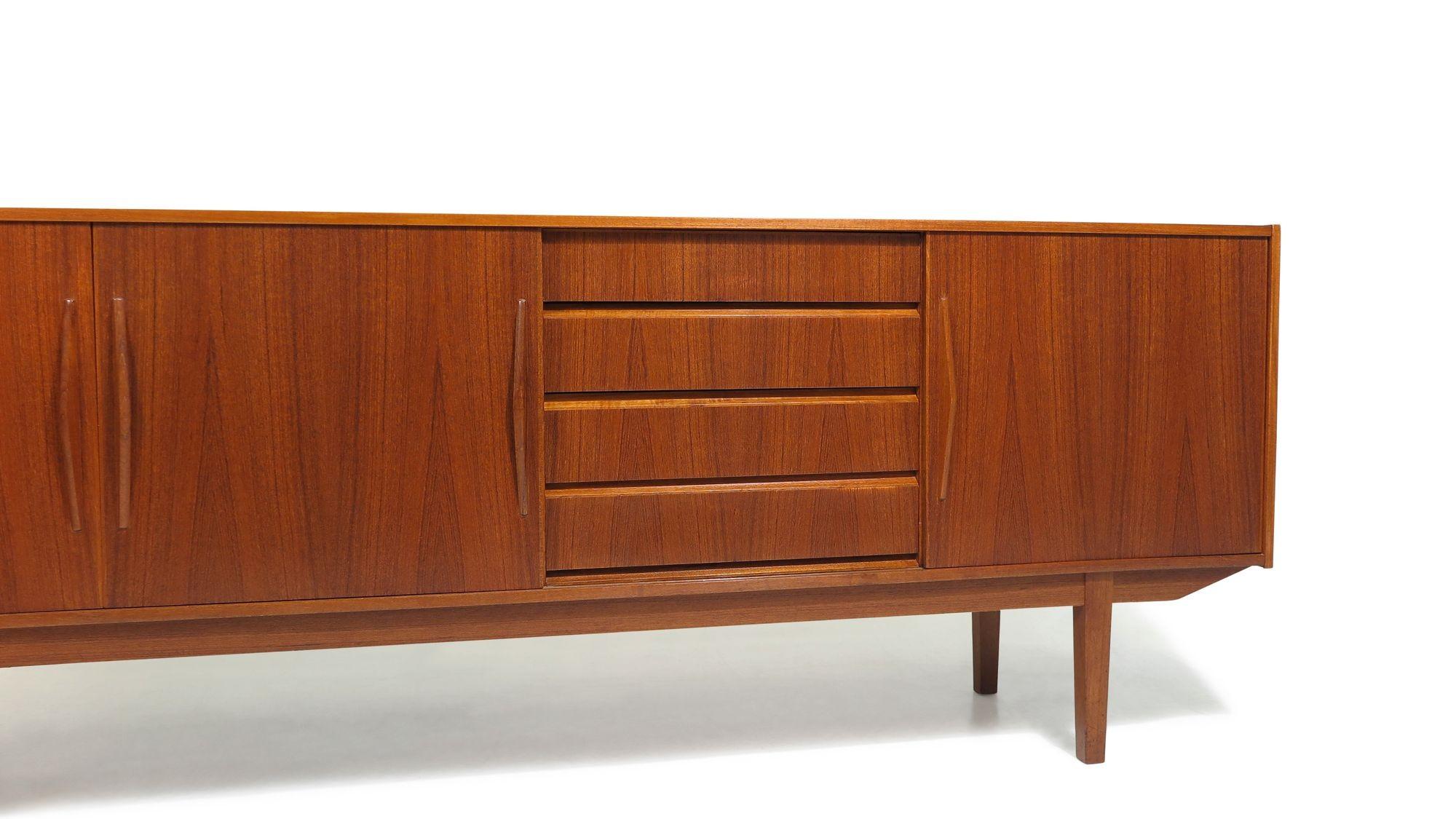 1960's Mid-century Danish Teak Credenza with Doors and Drawers For Sale 4