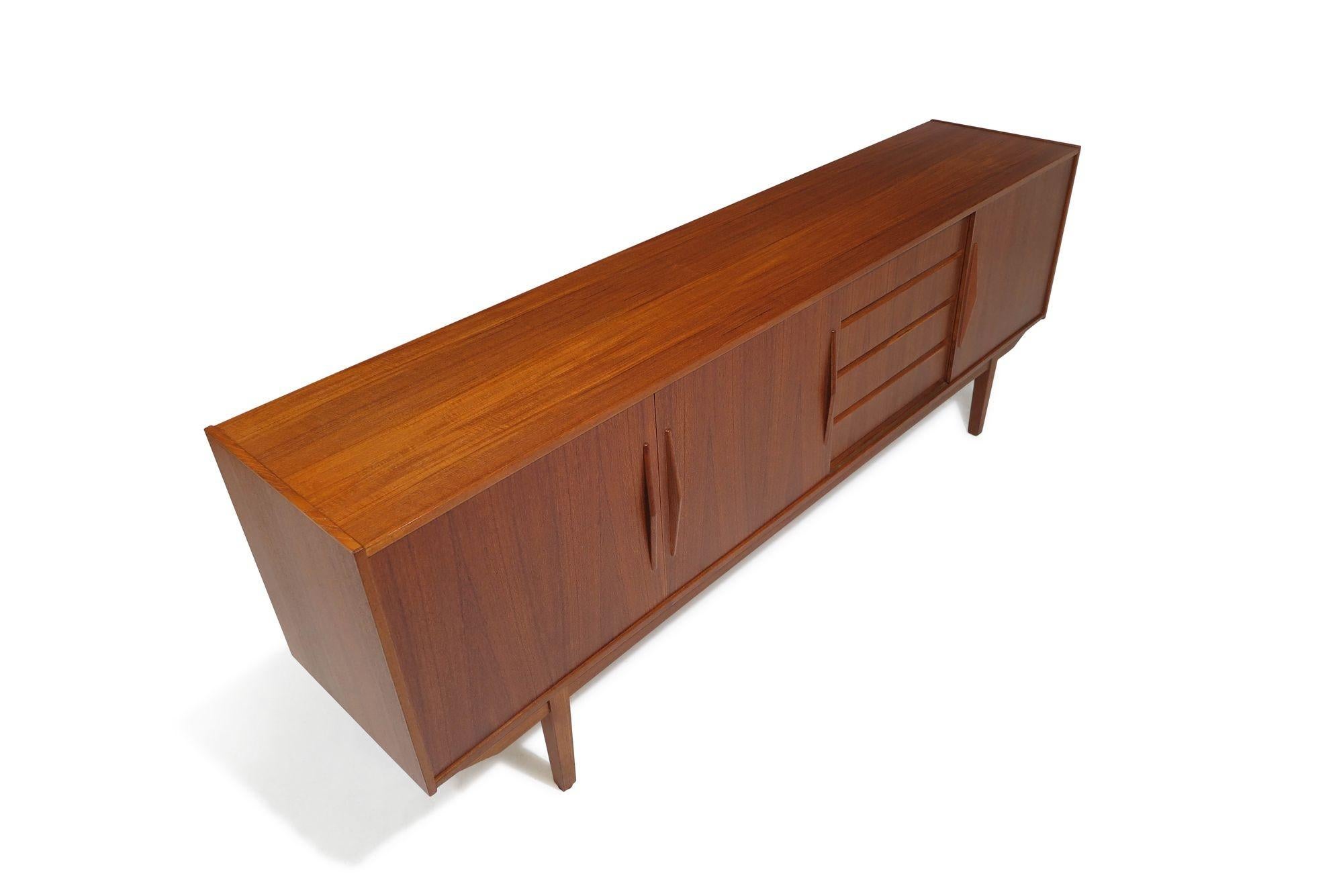 20th Century 1960's Mid-century Danish Teak Credenza with Doors and Drawers For Sale