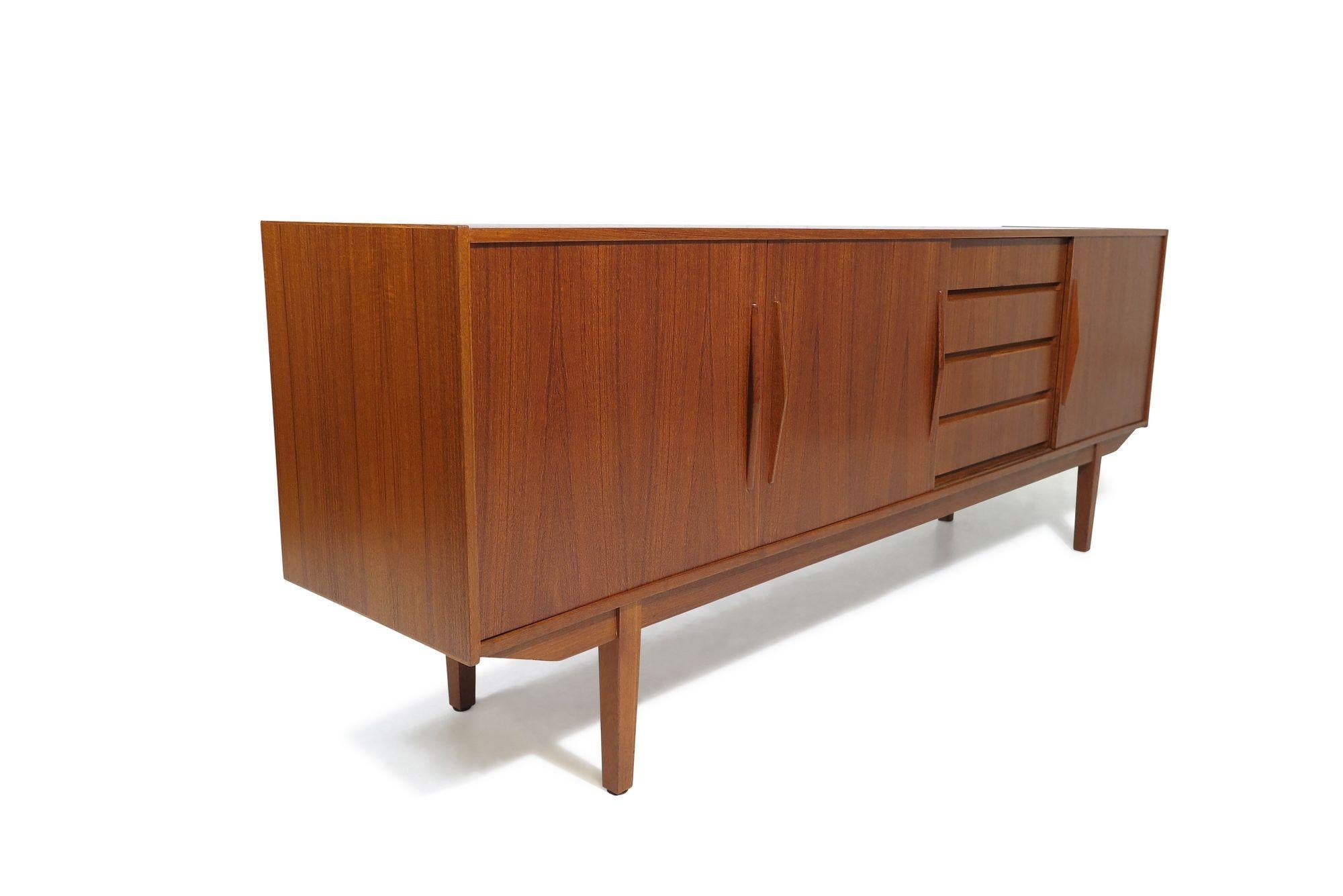 1960's Mid-century Danish Teak Credenza with Doors and Drawers For Sale 1