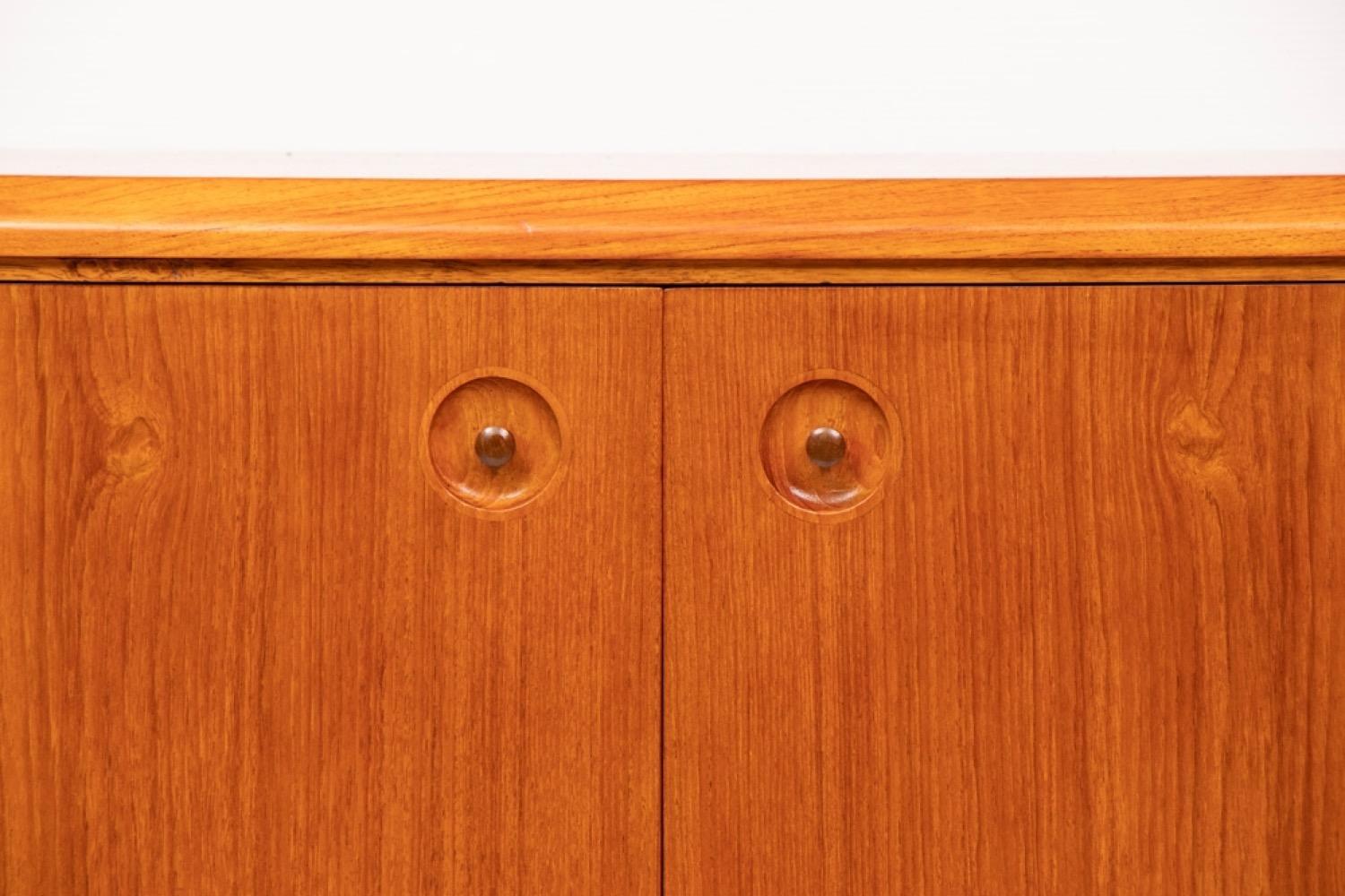 1960s Mid Century Danish Teak Recessed Turned Handle Sideboard or Credenza In Good Condition In London, GB