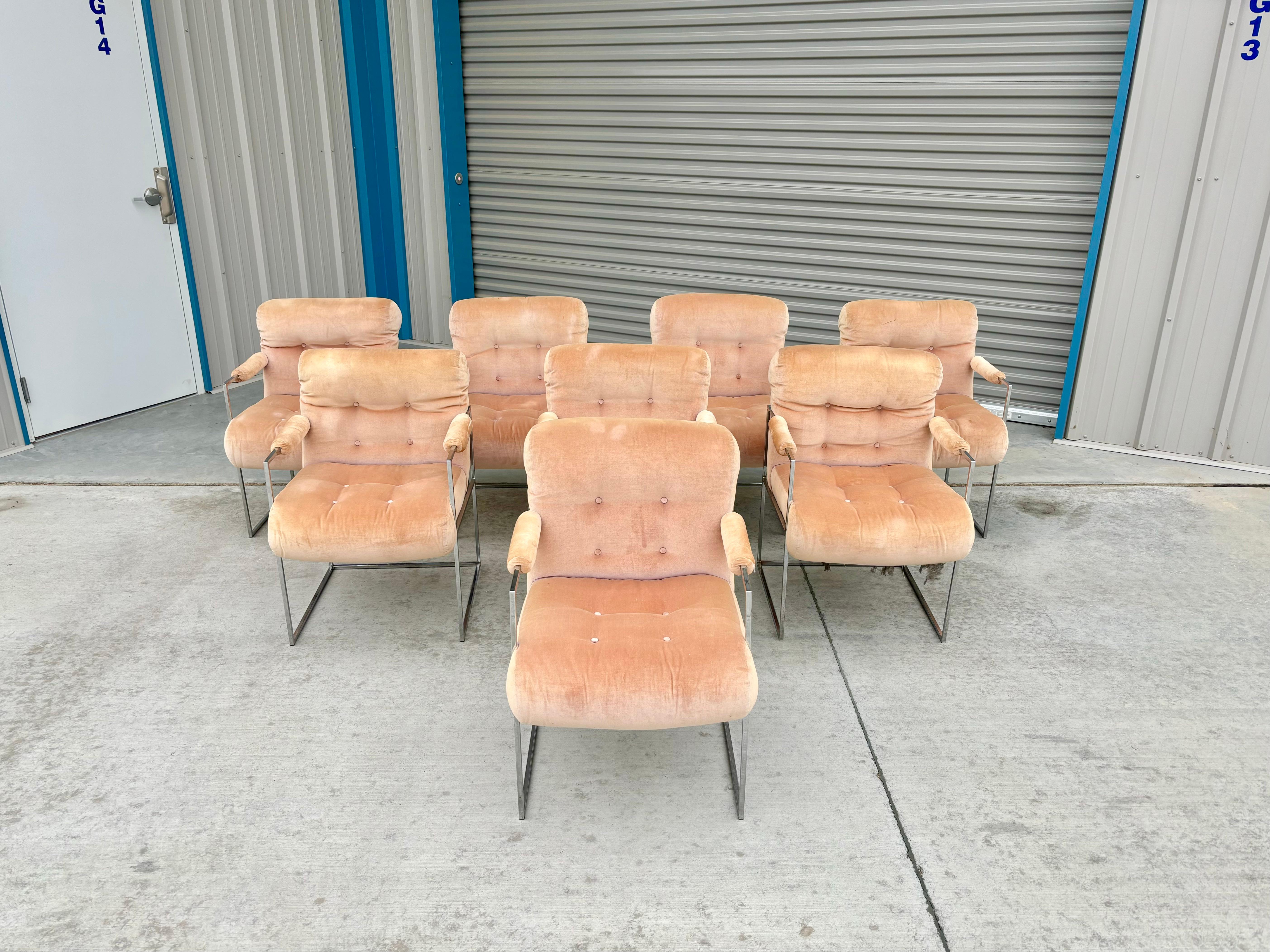 1960s Mid Century Dining Chairs by Milo Baughman for Thayer Coggin - Set of 8 In Good Condition For Sale In North Hollywood, CA