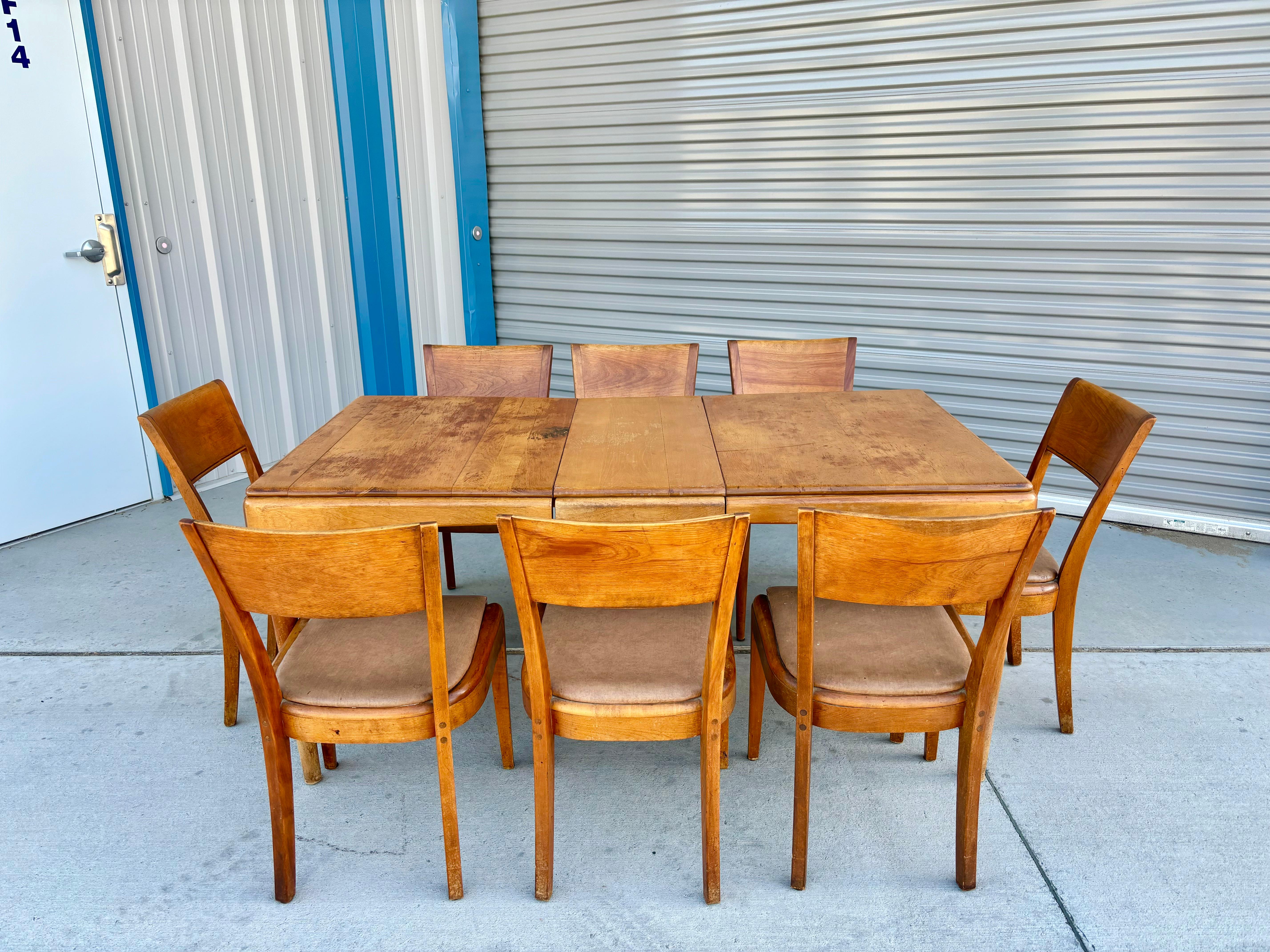 Mid-Century Modern 1960s Mid Century Dining Room Set by Heywood Wakefield - Set of 9 For Sale