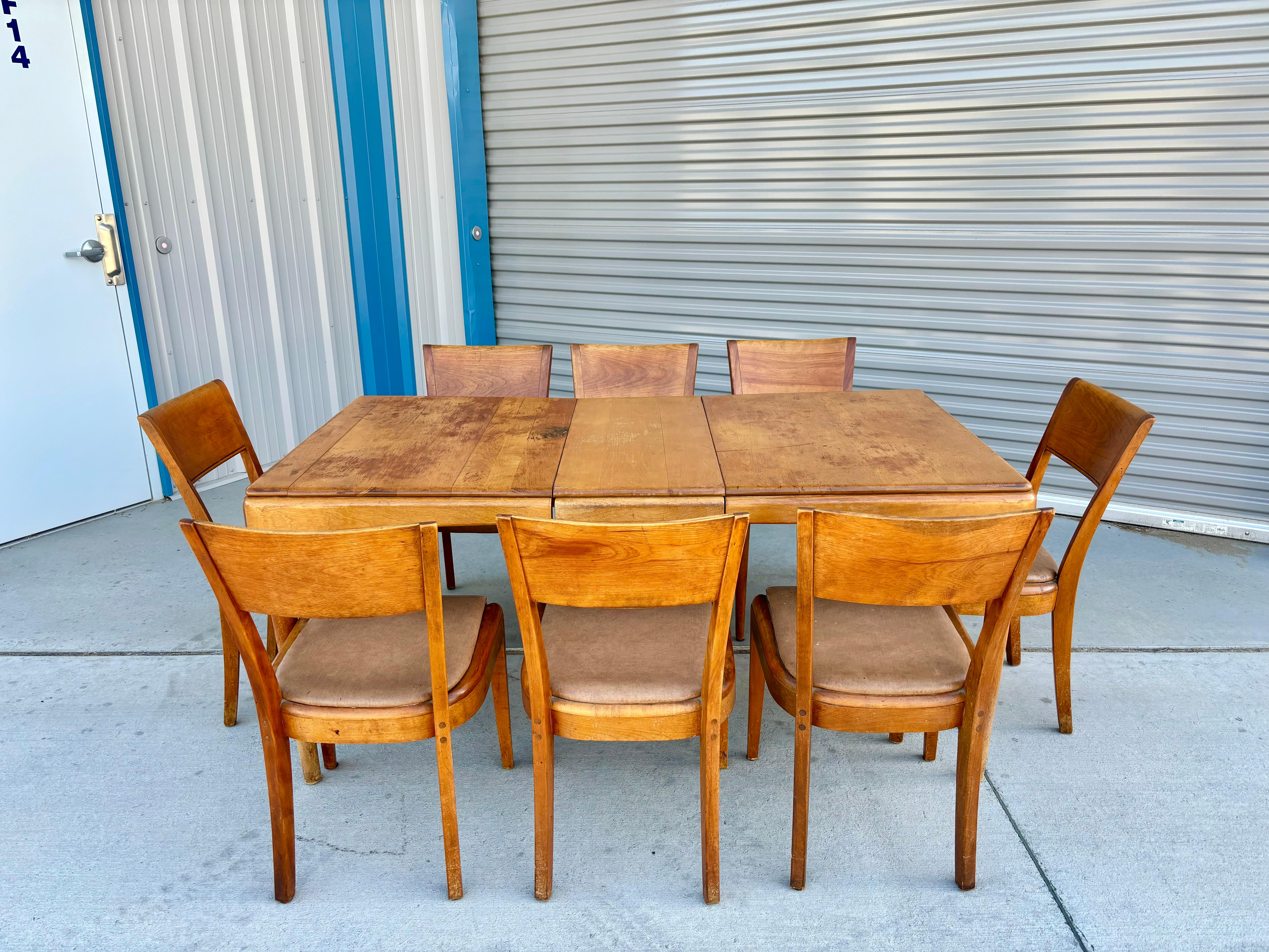 Mid-Century Modern Ensemble de 9 salles à manger du milieu du siècle par Heywood Wakefield, années 1960 en vente