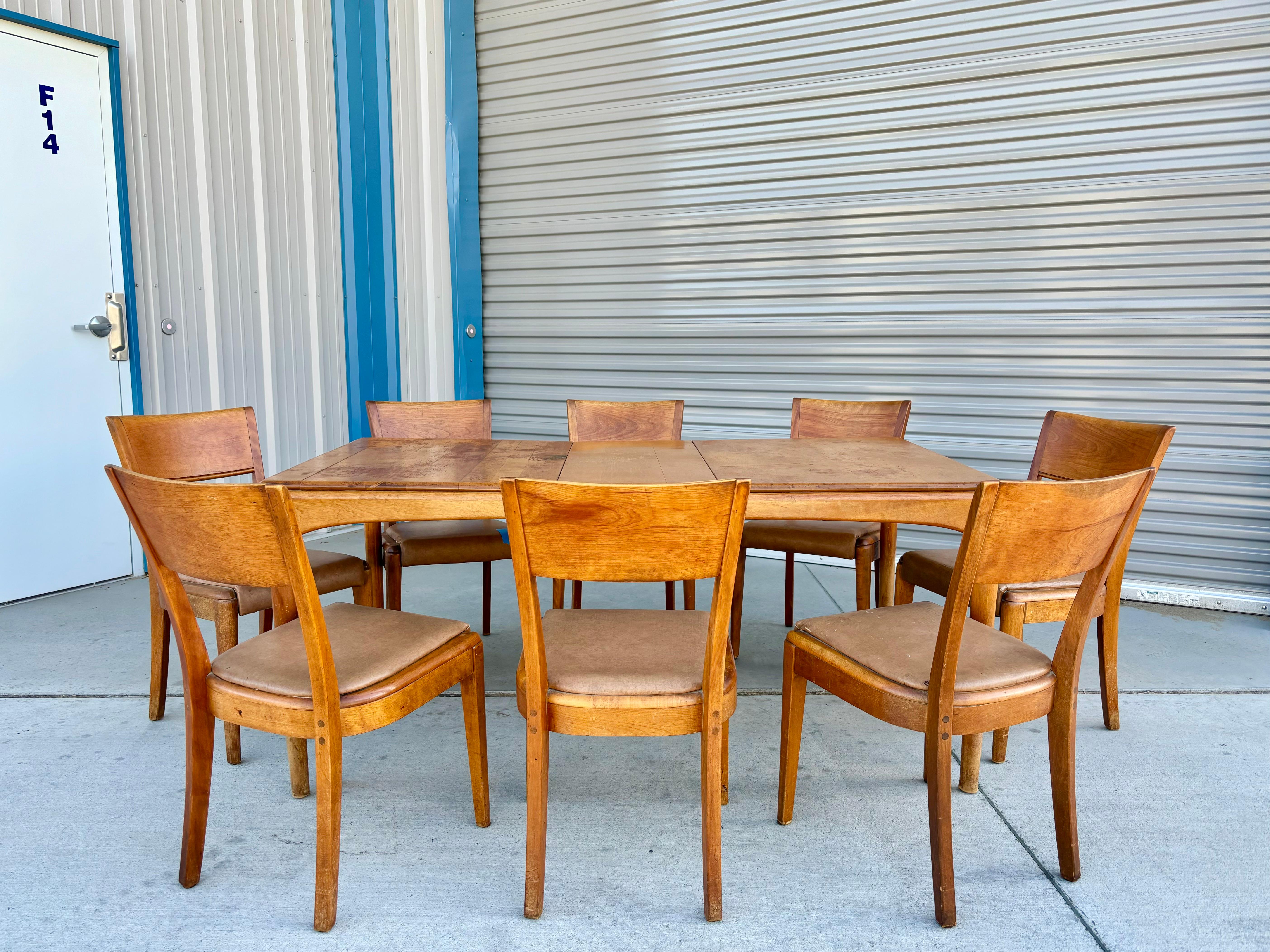 Mid-20th Century 1960s Mid Century Dining Room Set by Heywood Wakefield - Set of 9 For Sale