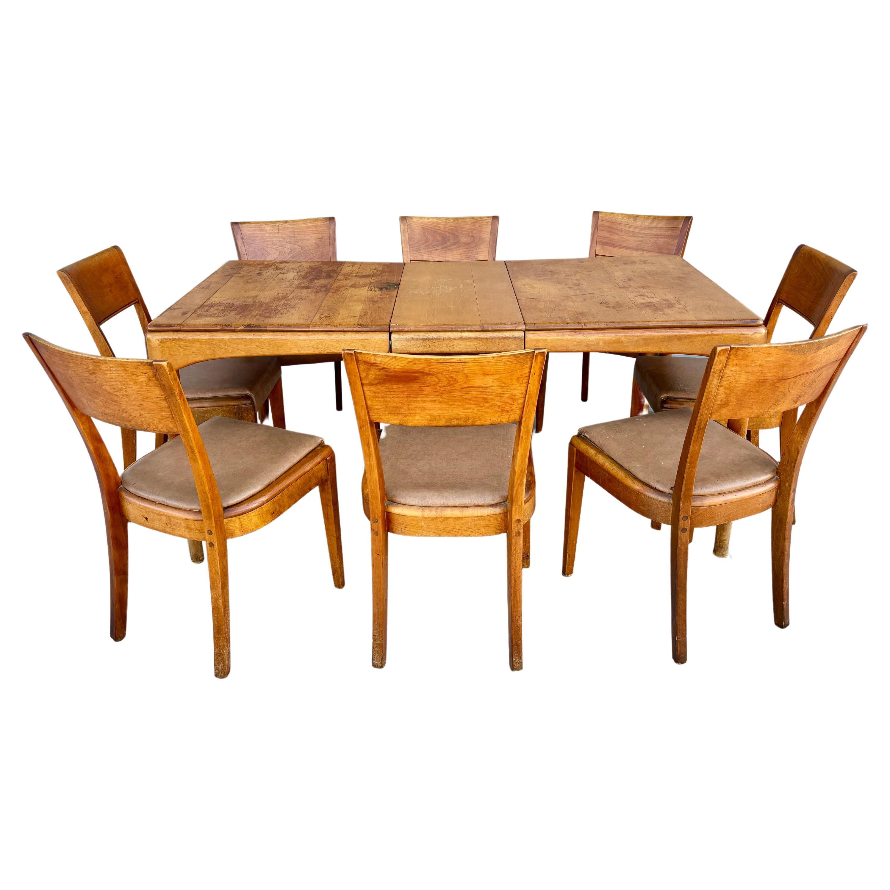 1960er Jahre Mid Century Dining Room Set von Heywood Wakefield - Set von 9 im Angebot