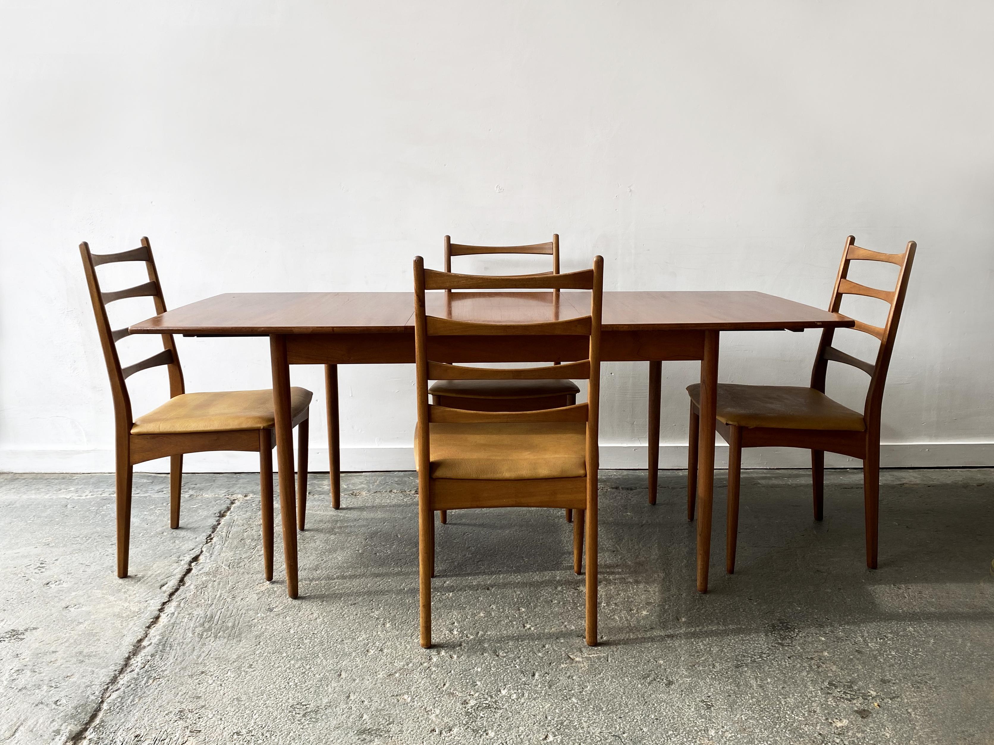 British 1960’s mid century dining table and chair set by Grieves & Thomas