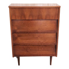 1960s Mid Century Dresser, 4 Drawers, Tapered Danish Legs, Bar Storage, With Ven