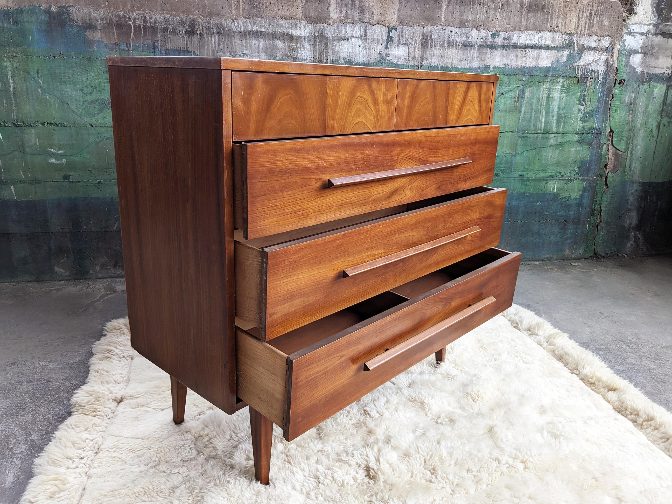 Mid-Century Modern 1960s Mid Century Dresser, 4 Drawers, Tapered Danish Legs For Sale
