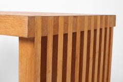 1960s Mid Century French Modernist Slatted Oak Desk