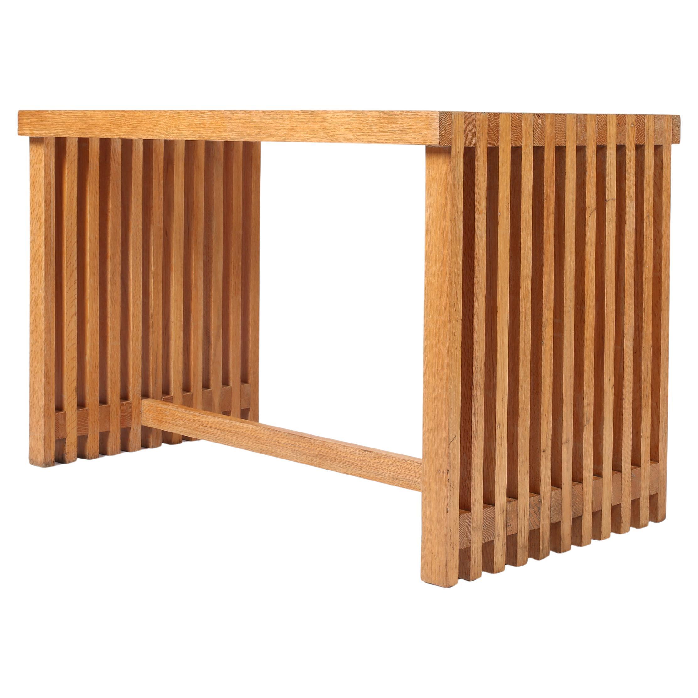 1960s Mid Century French Modernist Slatted Oak Desk