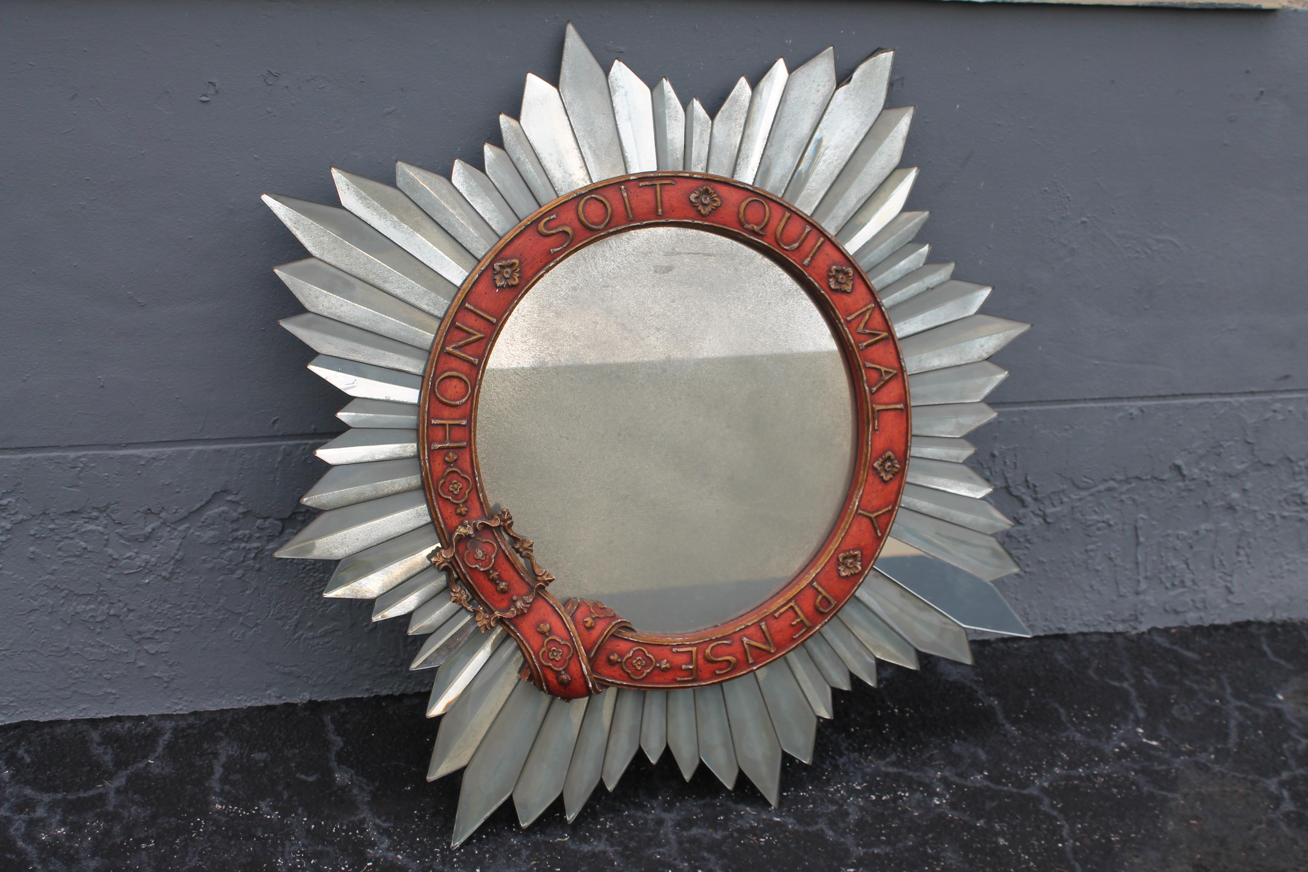 Mid-Century Modern 1960s Mid Century Fully Mirrored Sun Ray/ Starburst Wall Mirror For Sale