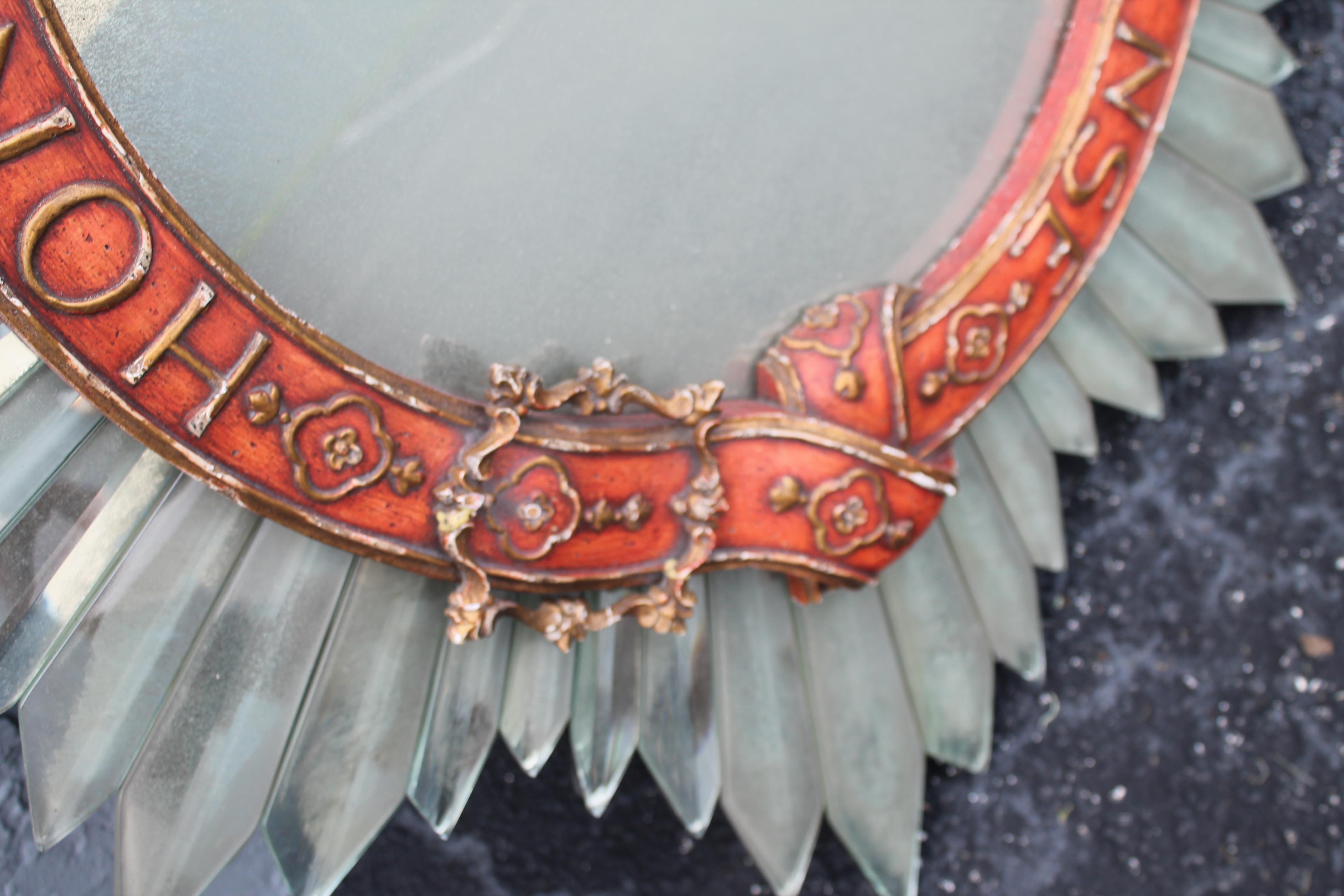 1960s Mid Century Fully Mirrored Sun Ray/ Starburst Wall Mirror In Good Condition In Opa Locka, FL