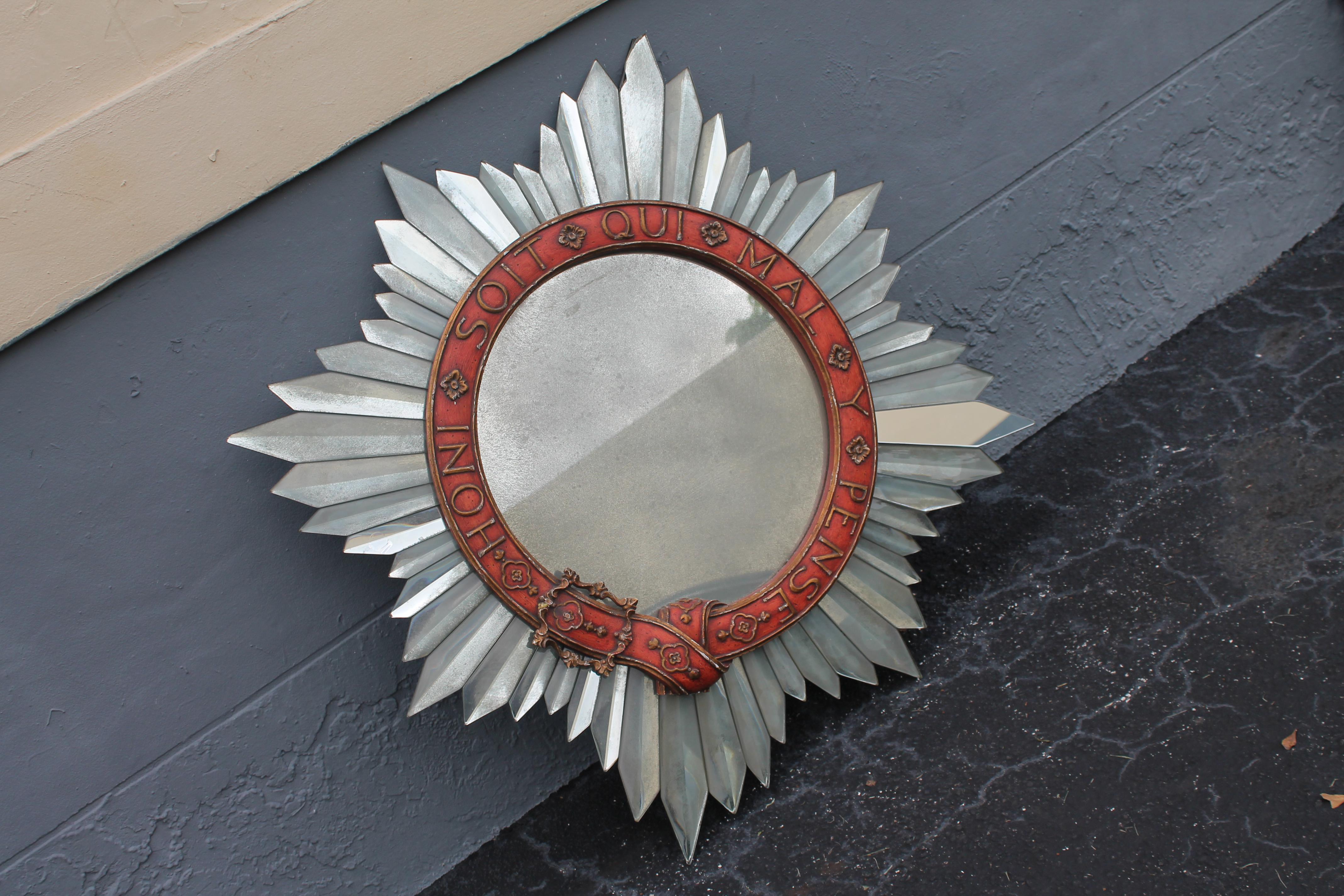 Mid-20th Century 1960s Mid Century Fully Mirrored Sun Ray/ Starburst Wall Mirror For Sale