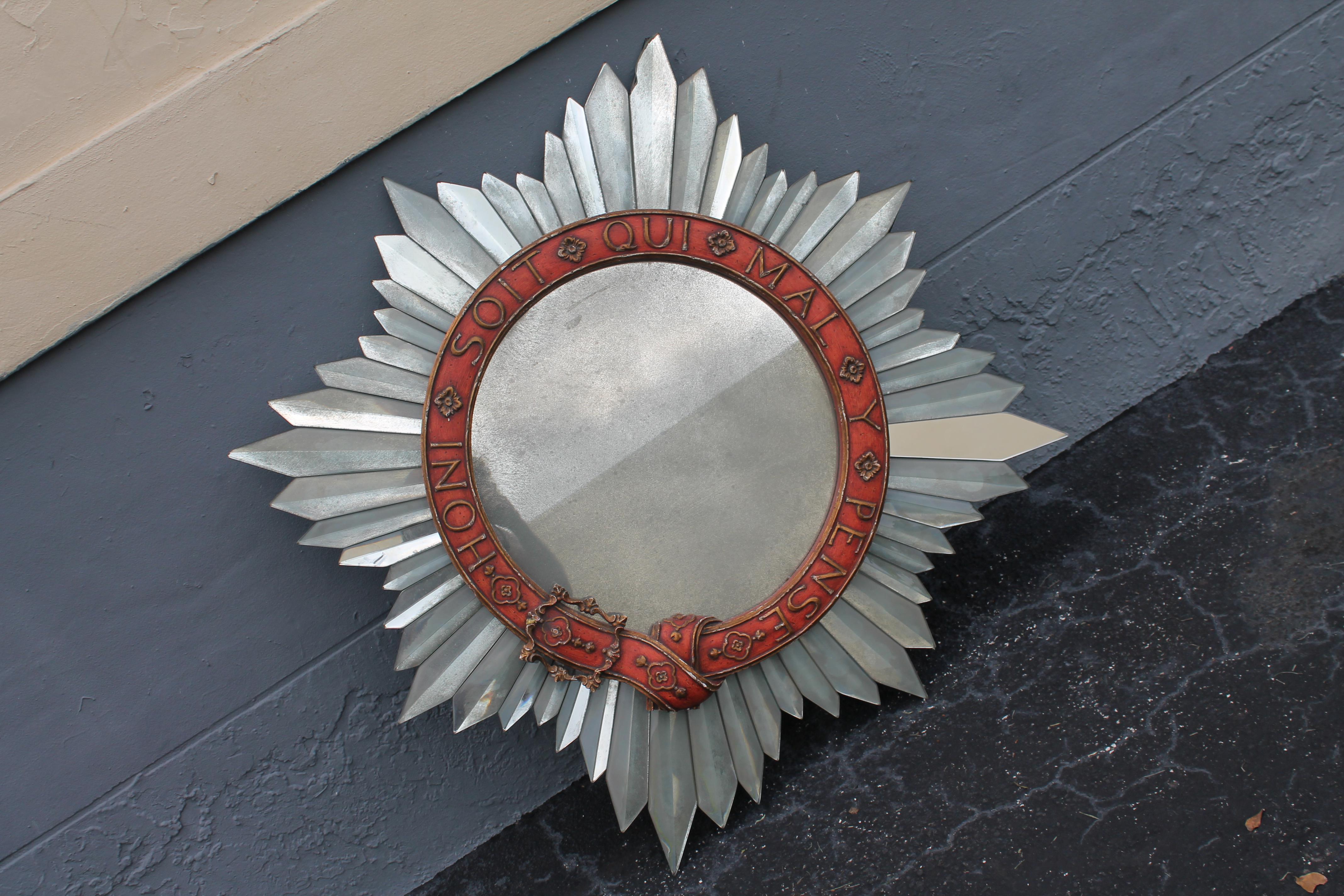 1960s Mid Century Fully Mirrored Sun Ray/ Starburst Wall Mirror For Sale 1