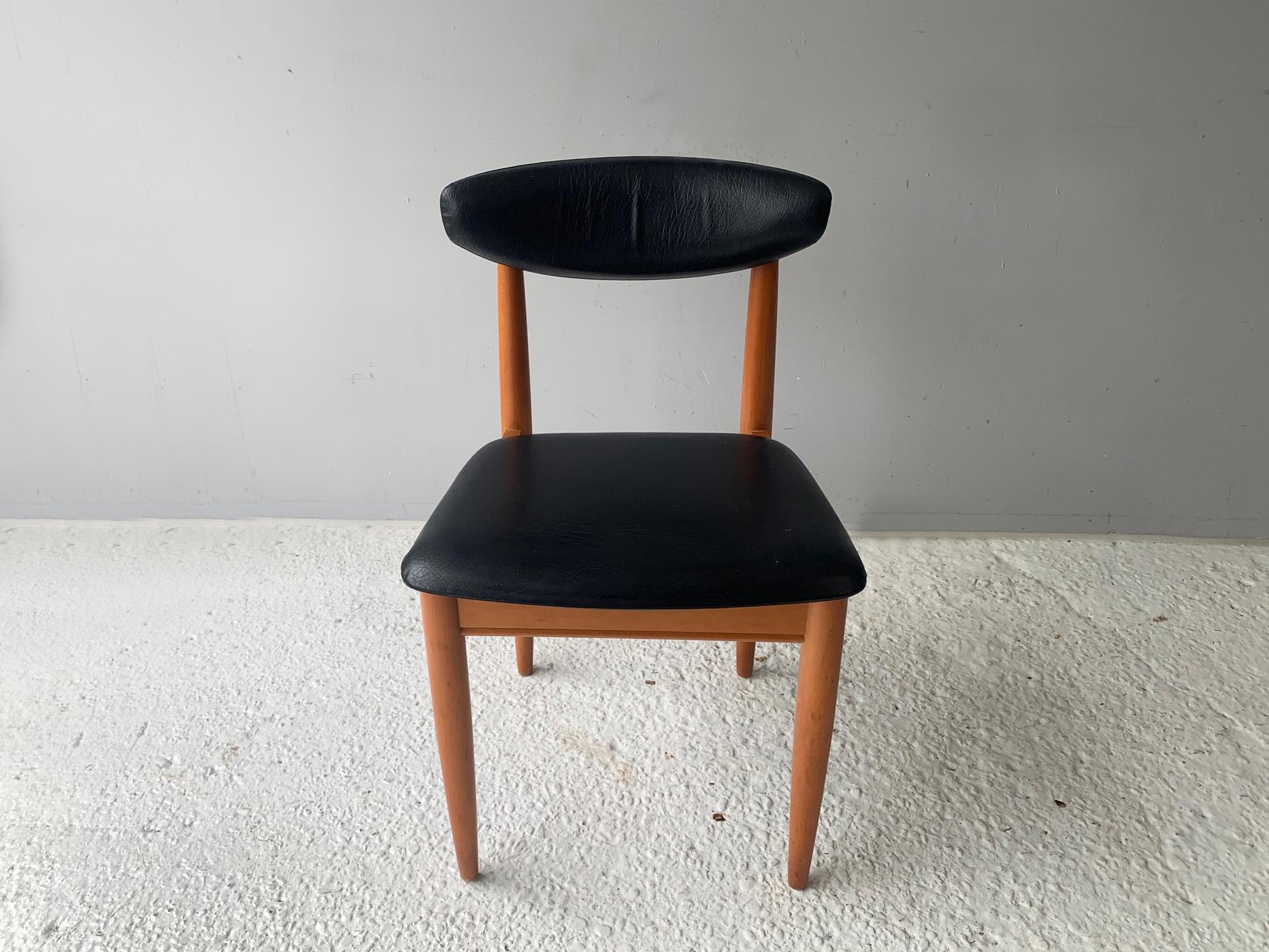 Faux Leather 1960’s mid century G Plan dining table and 4 dining chairs by Schreiber For Sale