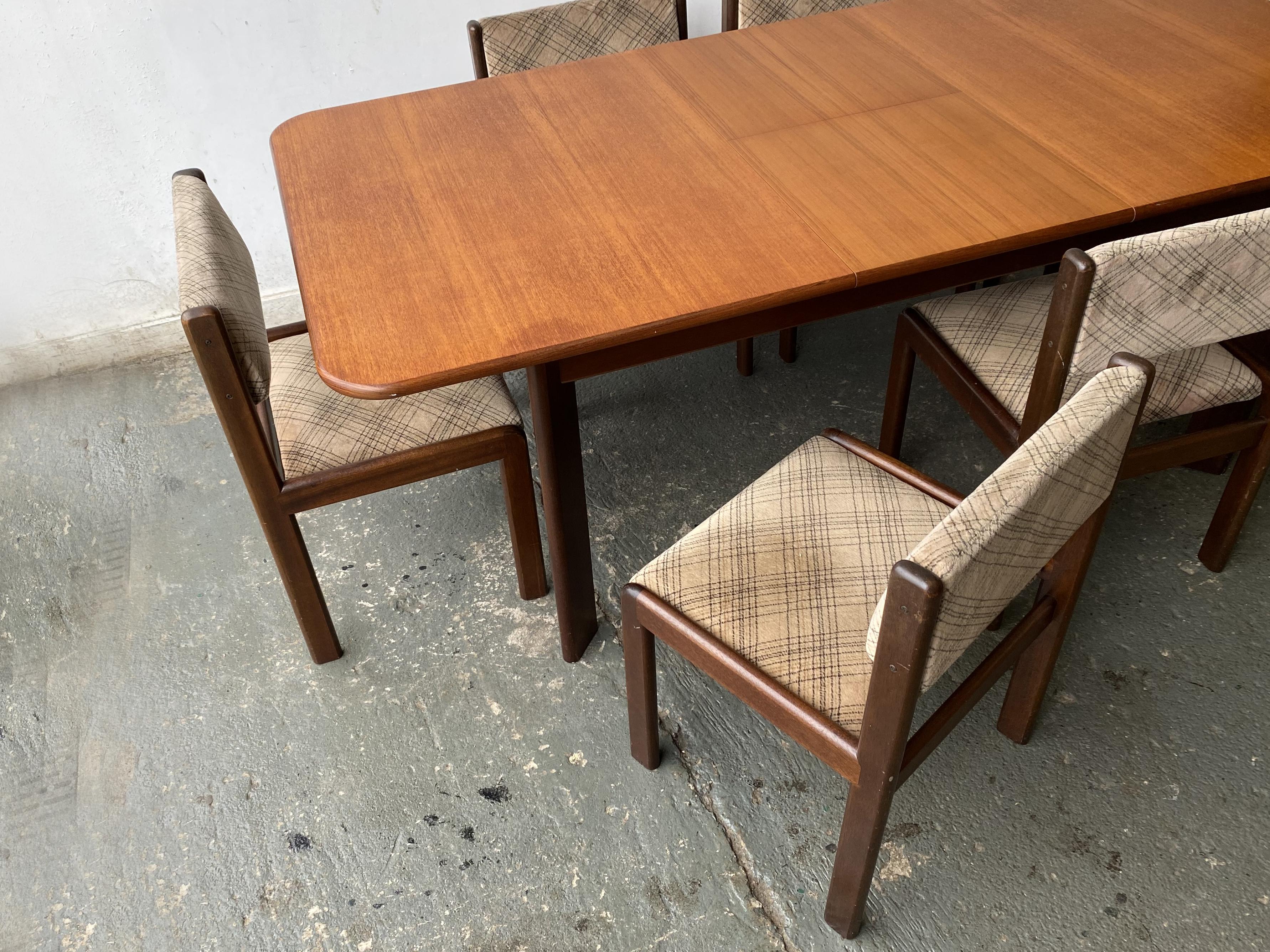 Mid-Century Modern 1960’s mid century G Plan dining table with 6 matching dining chairs For Sale