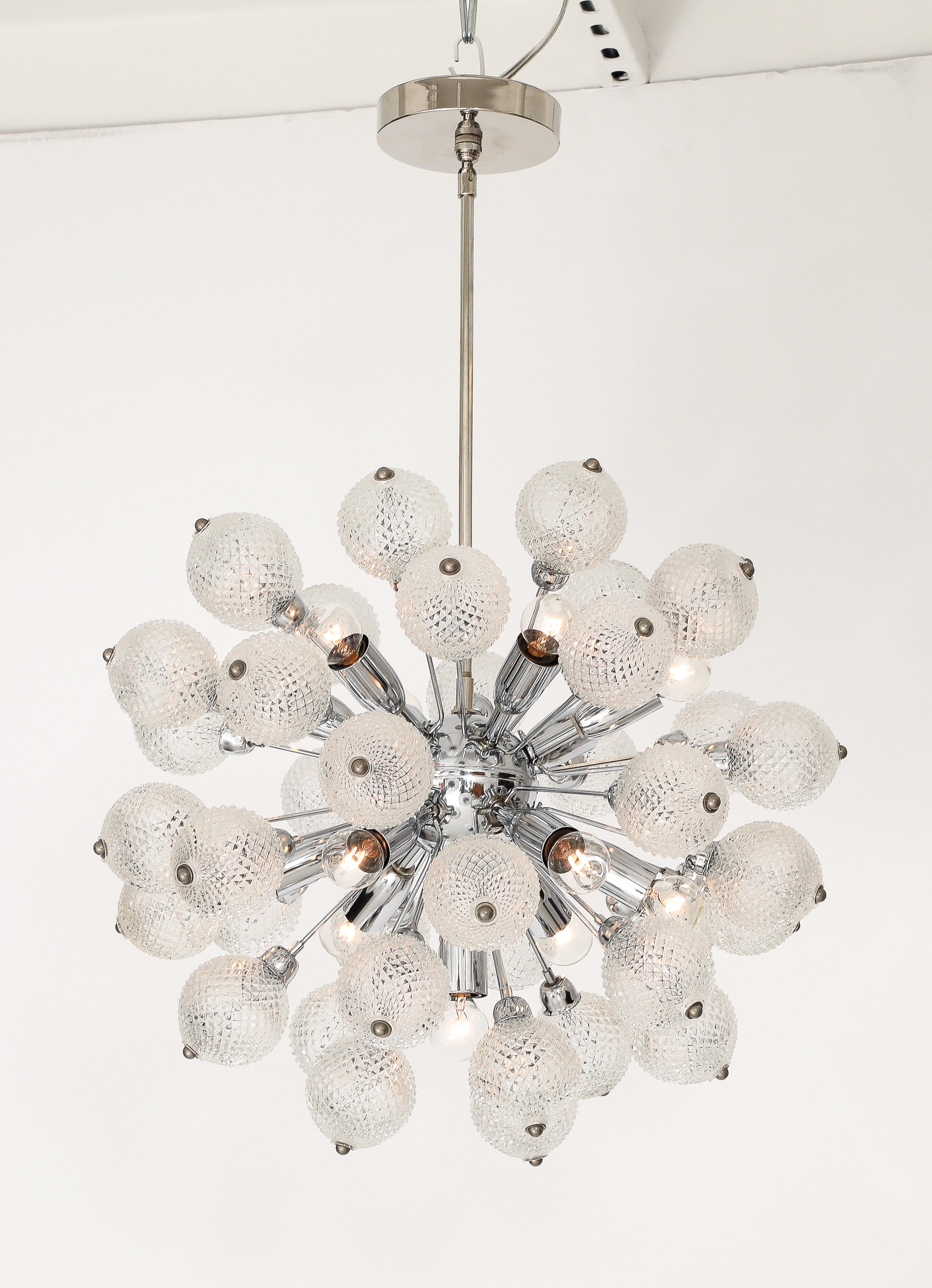 German 1960's Mid - Century Glass Ball Sputnik Chandelier For Sale
