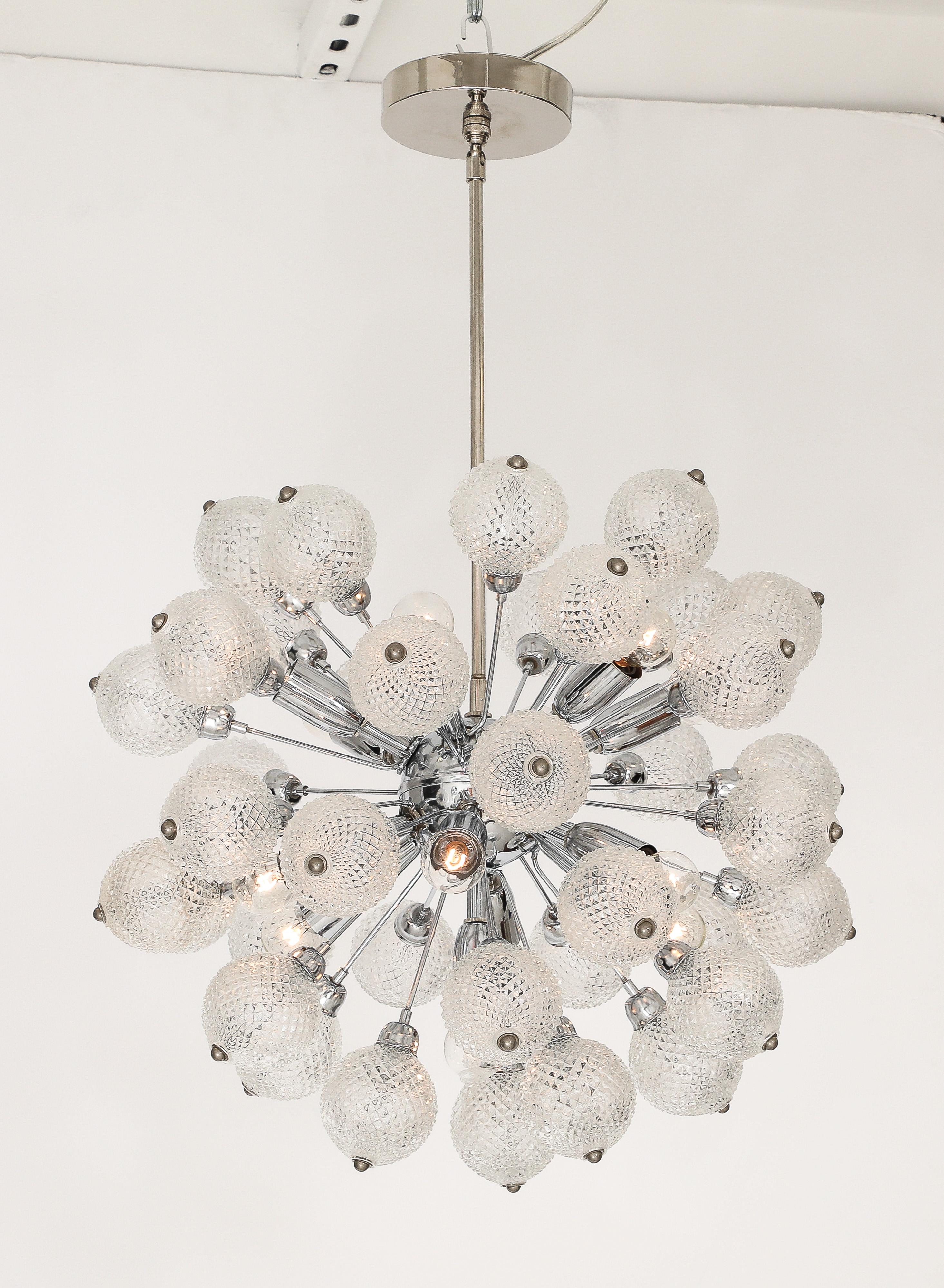 1960's Mid - Century Glass Ball Sputnik Chandelier In Good Condition For Sale In New York, NY