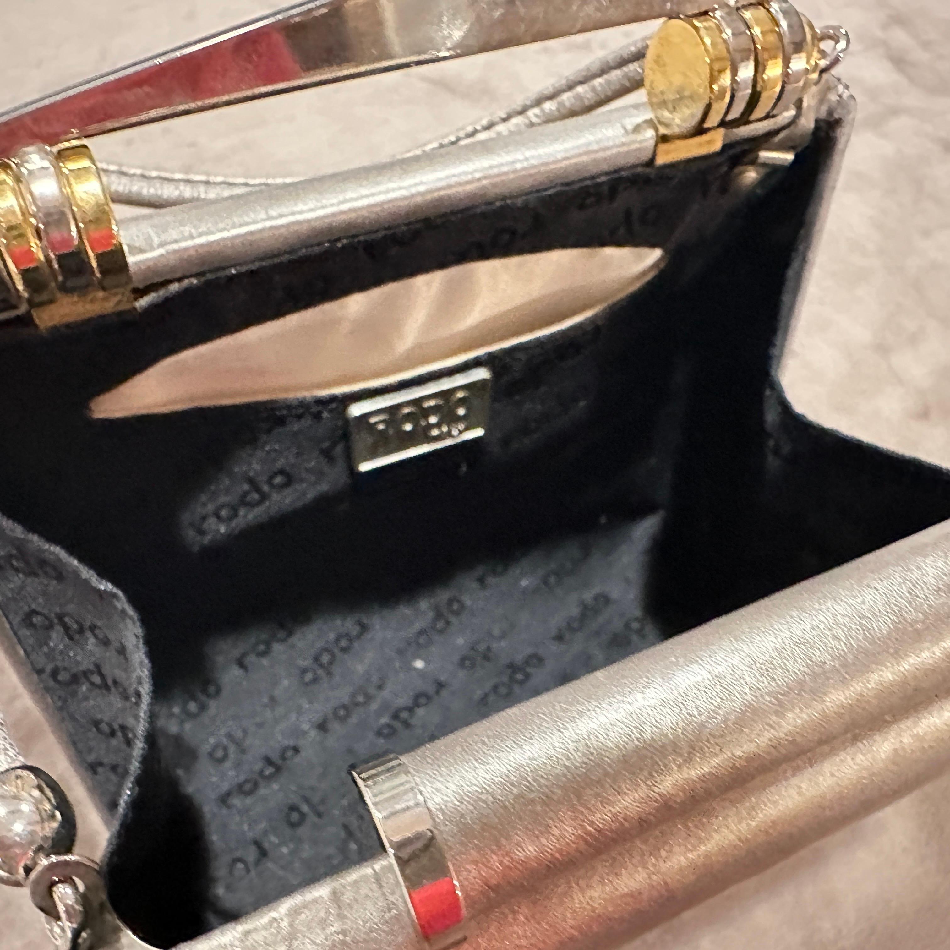 1960s Mid-Century Gray Leather Italian Minaudière Bag by Rodo For Sale 9