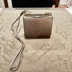 1960 Mid-Century Gray Leather Italian Minaudière Bag by Rodo