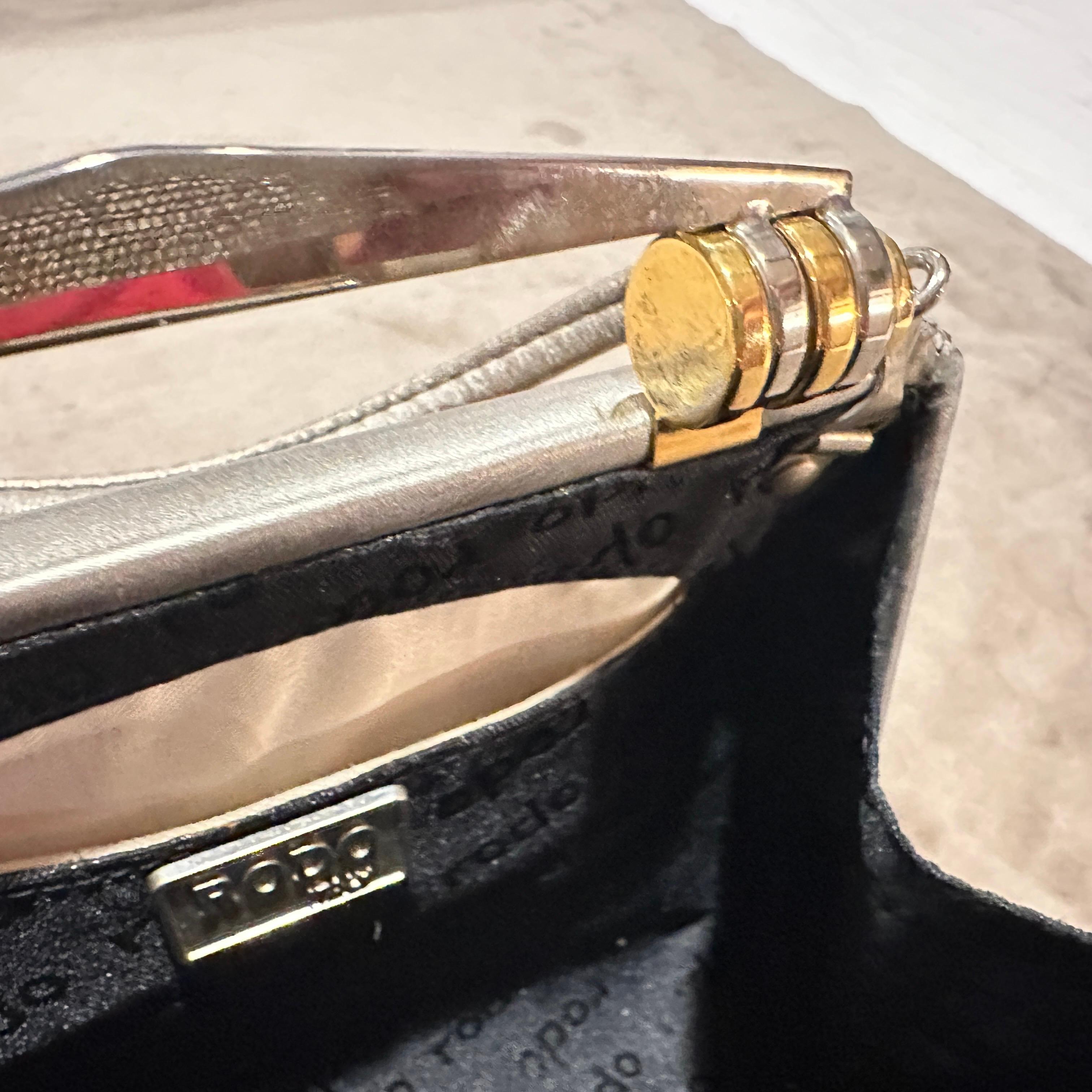Women's 1960s Mid-Century Gray Leather Italian Minaudière Bag by Rodo For Sale